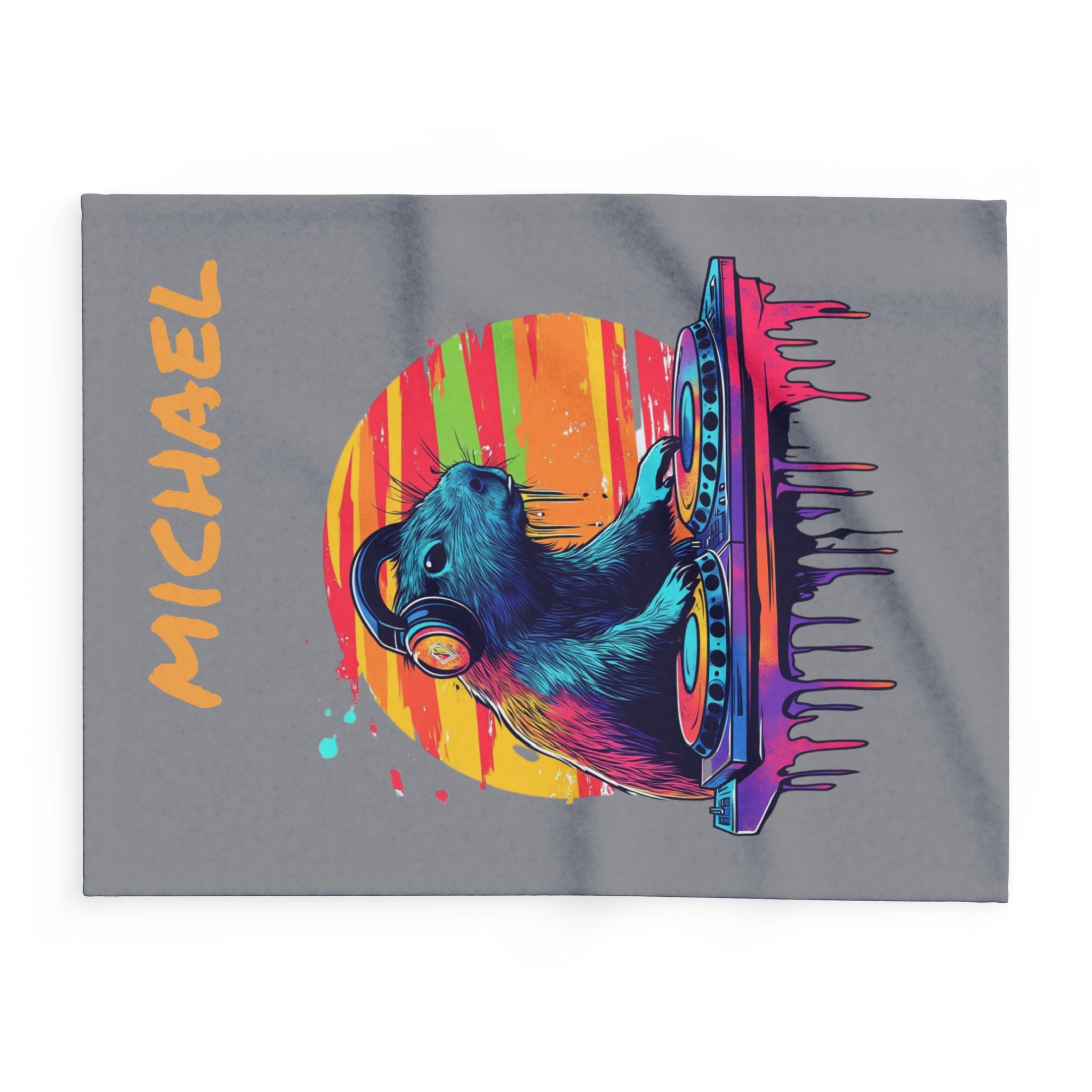 DJ Capybara Fleece Blanket | Music Lover Throw, Cozy Chill Vibes