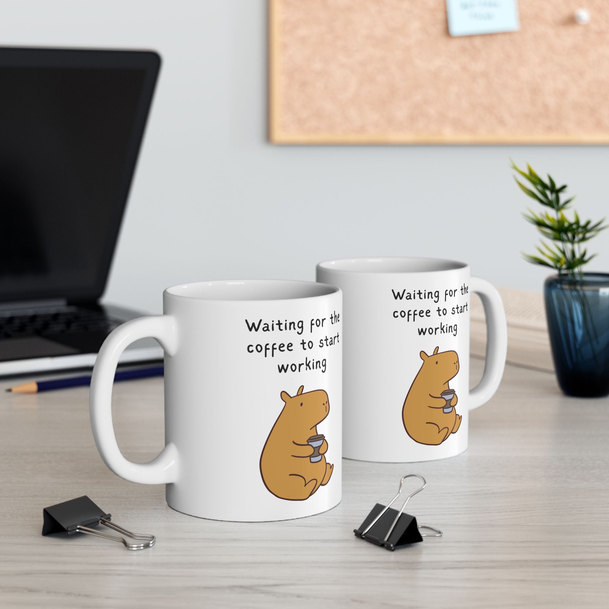 Funny Coffee Mug – Waiting for the Coffee to Start Working Capybara Mug