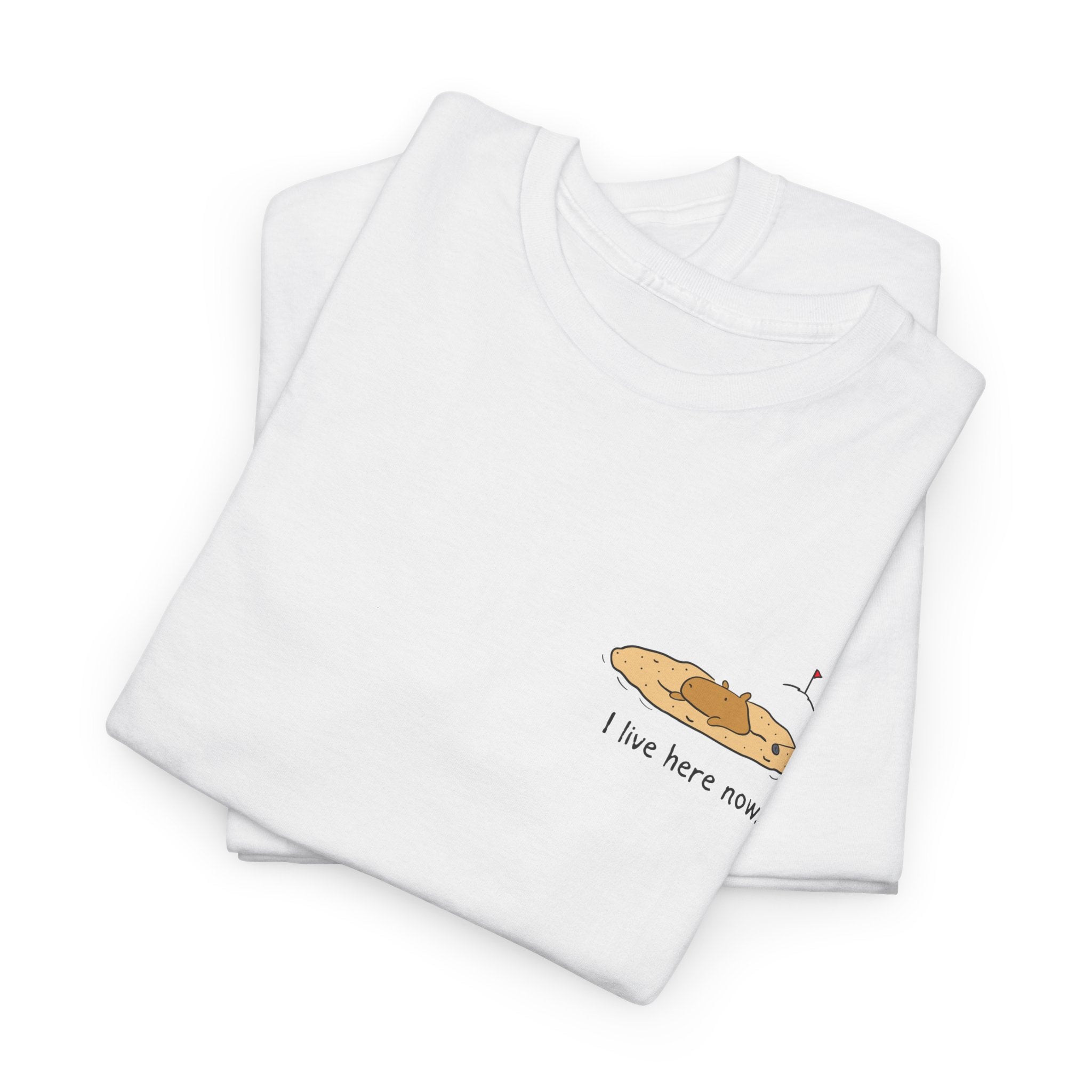 "I live here now"- Capybara Bunker Left Chest Heavy Tee