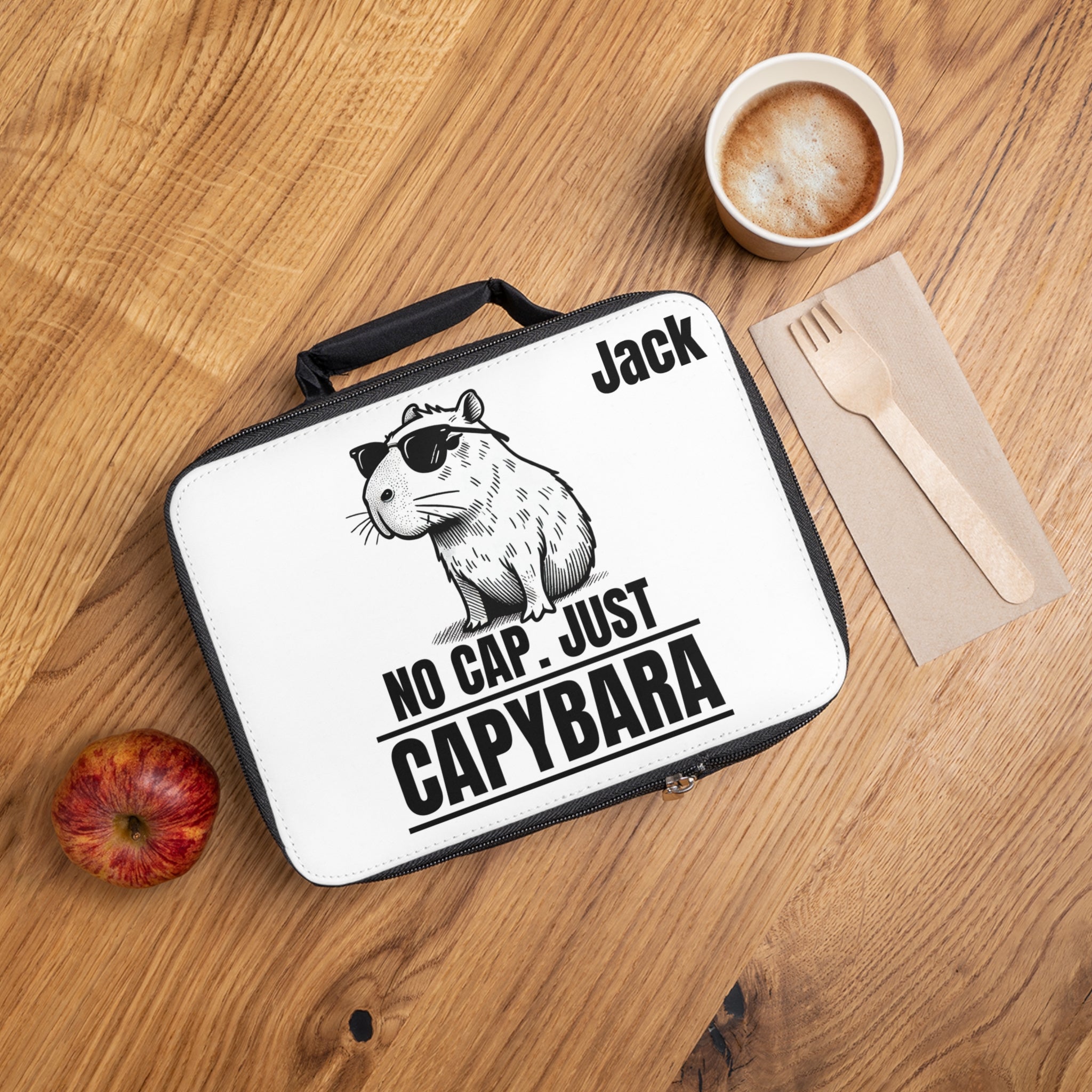 No Cap, Just Capybara Streetwear Lunchbox – Personalized Funny Lunchbox for Kids | Free Name Customization