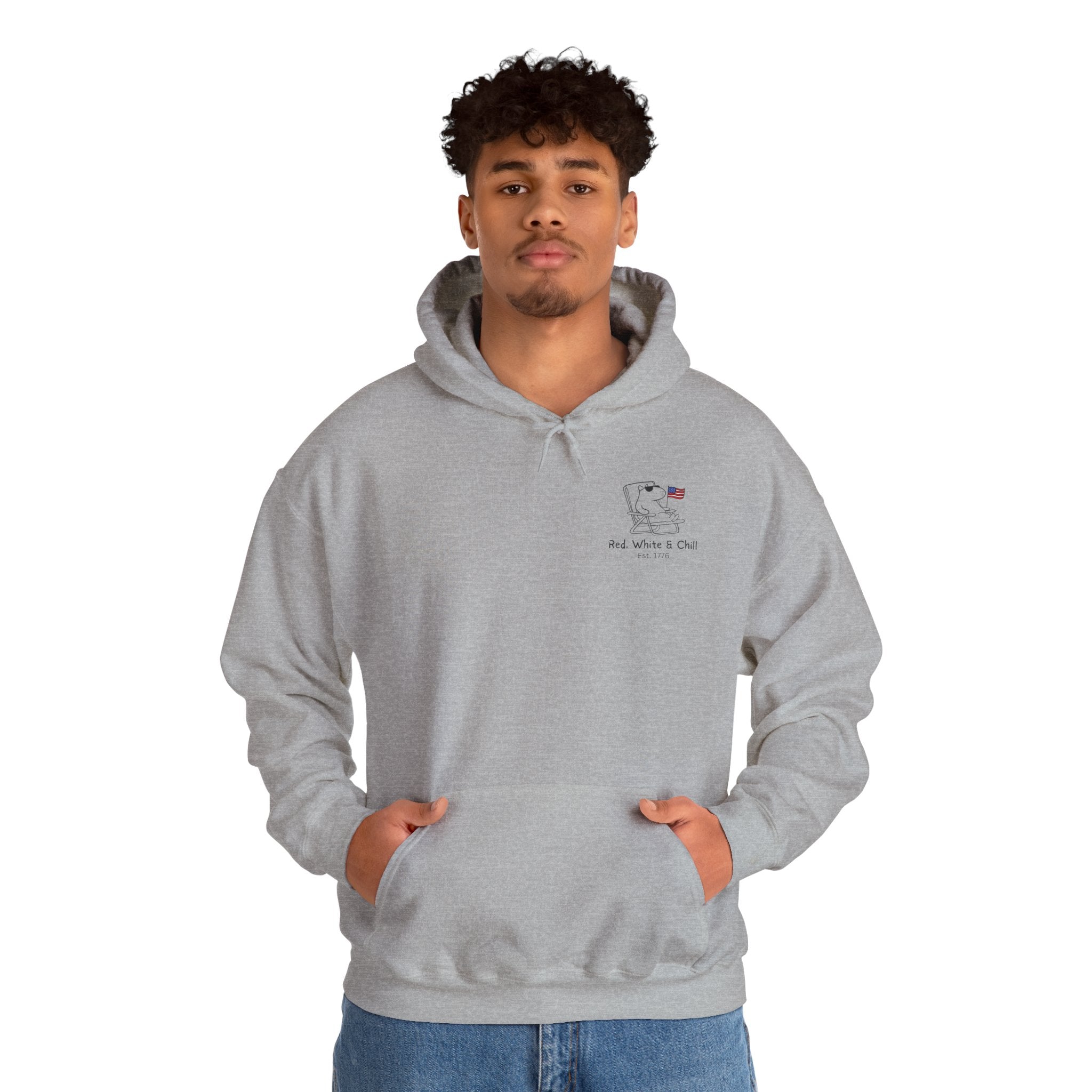 America Hoodie - Patriotic Capybara "Red White & Chill" Adult Hoodie