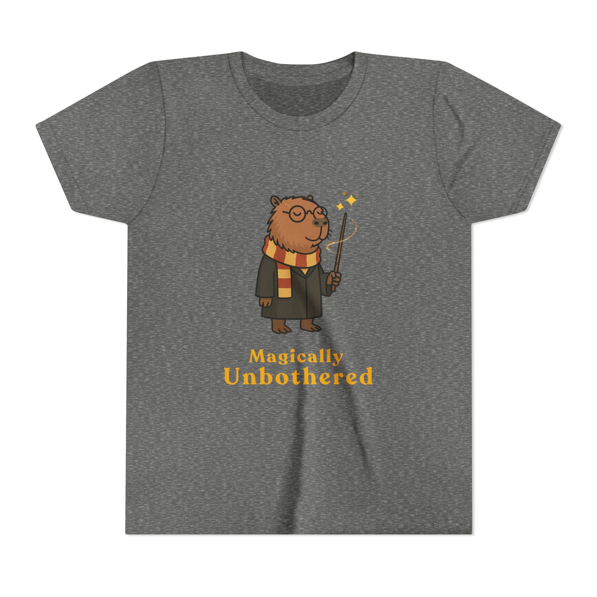 Magically Unbothered Kids Shirt | Chill Wizard Capybara Graphic Youth Tee