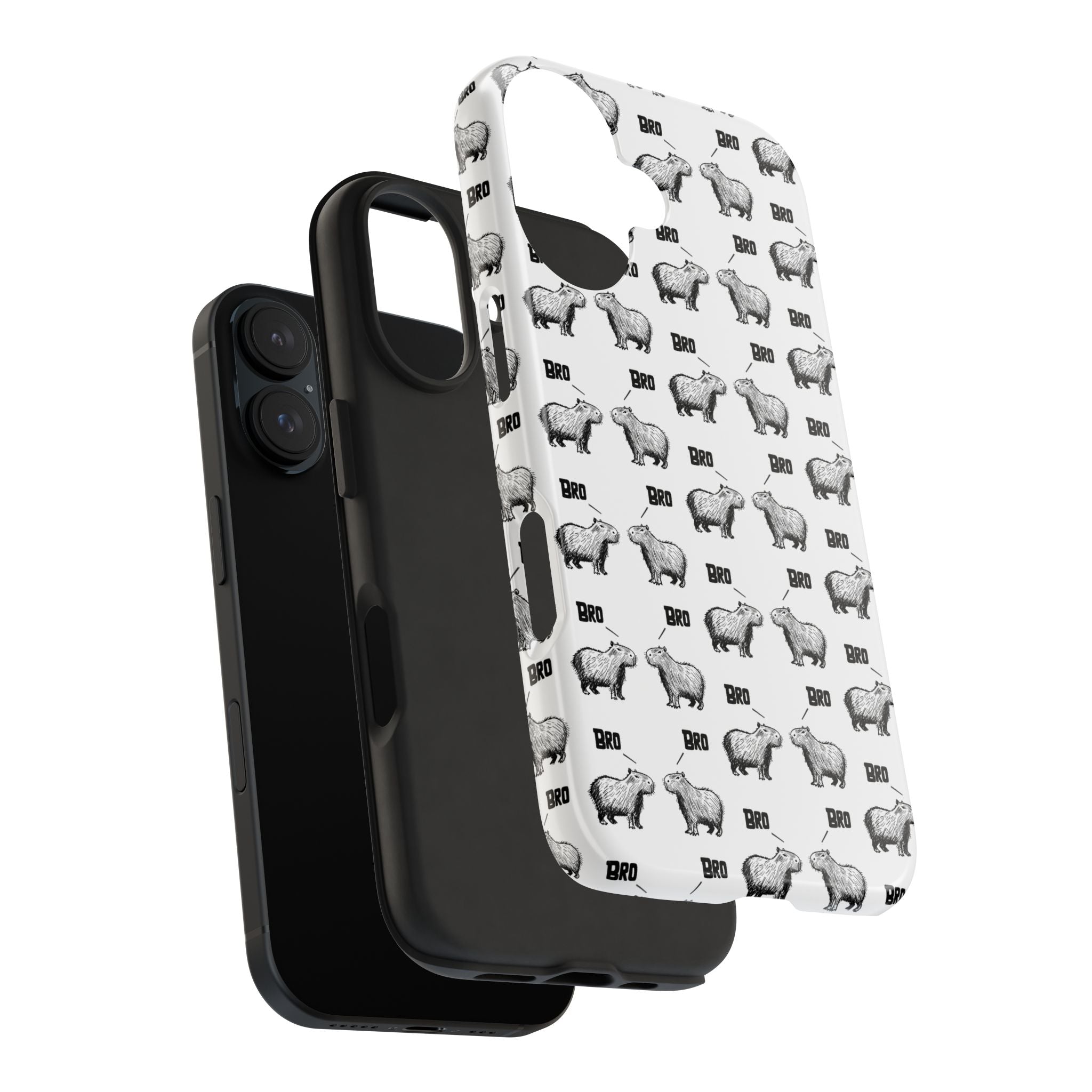 “Bro, Bro" Patterned Funny Capybara Phone Case