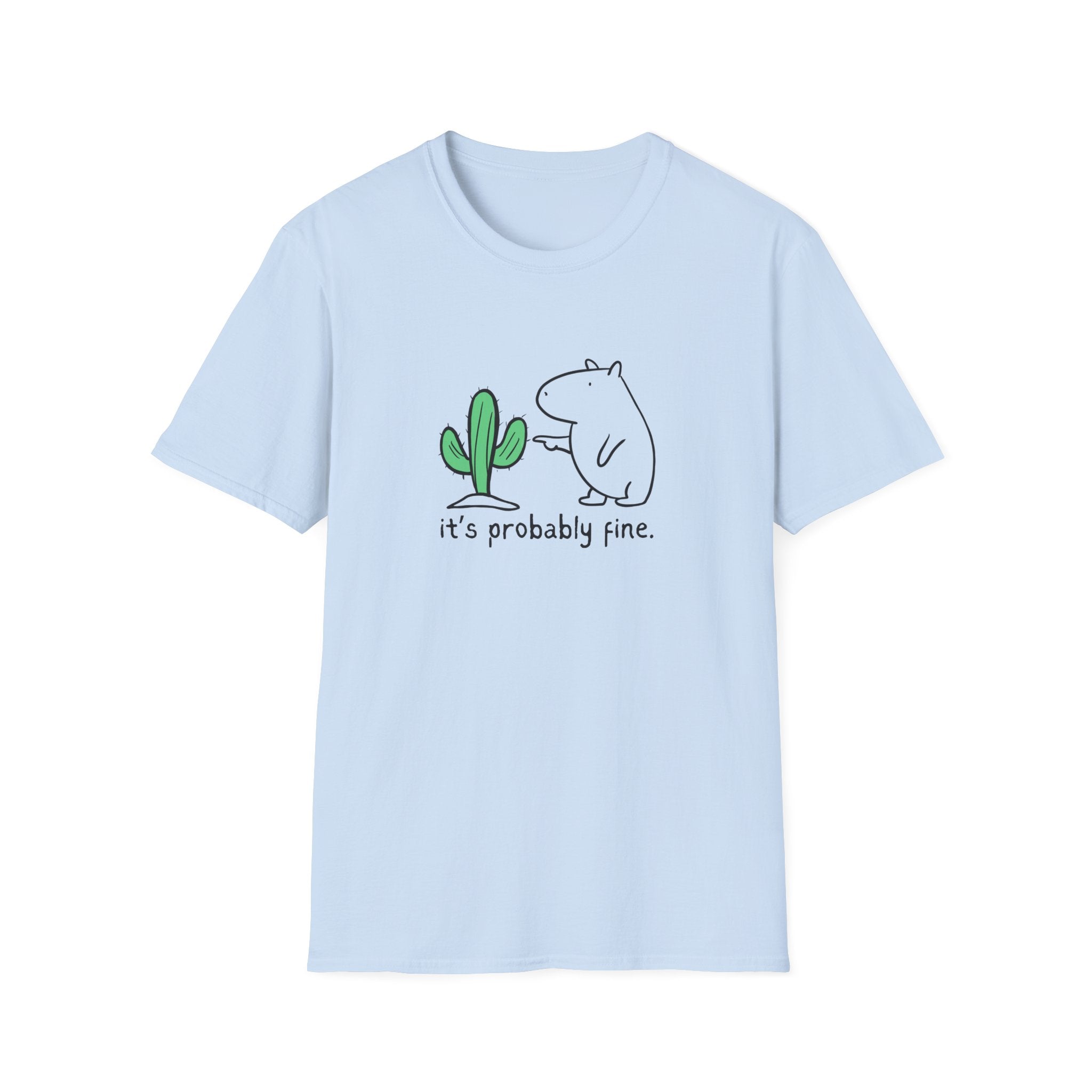 “It's Probably Fine” Funny Capybara Cactus Softstyle Tee