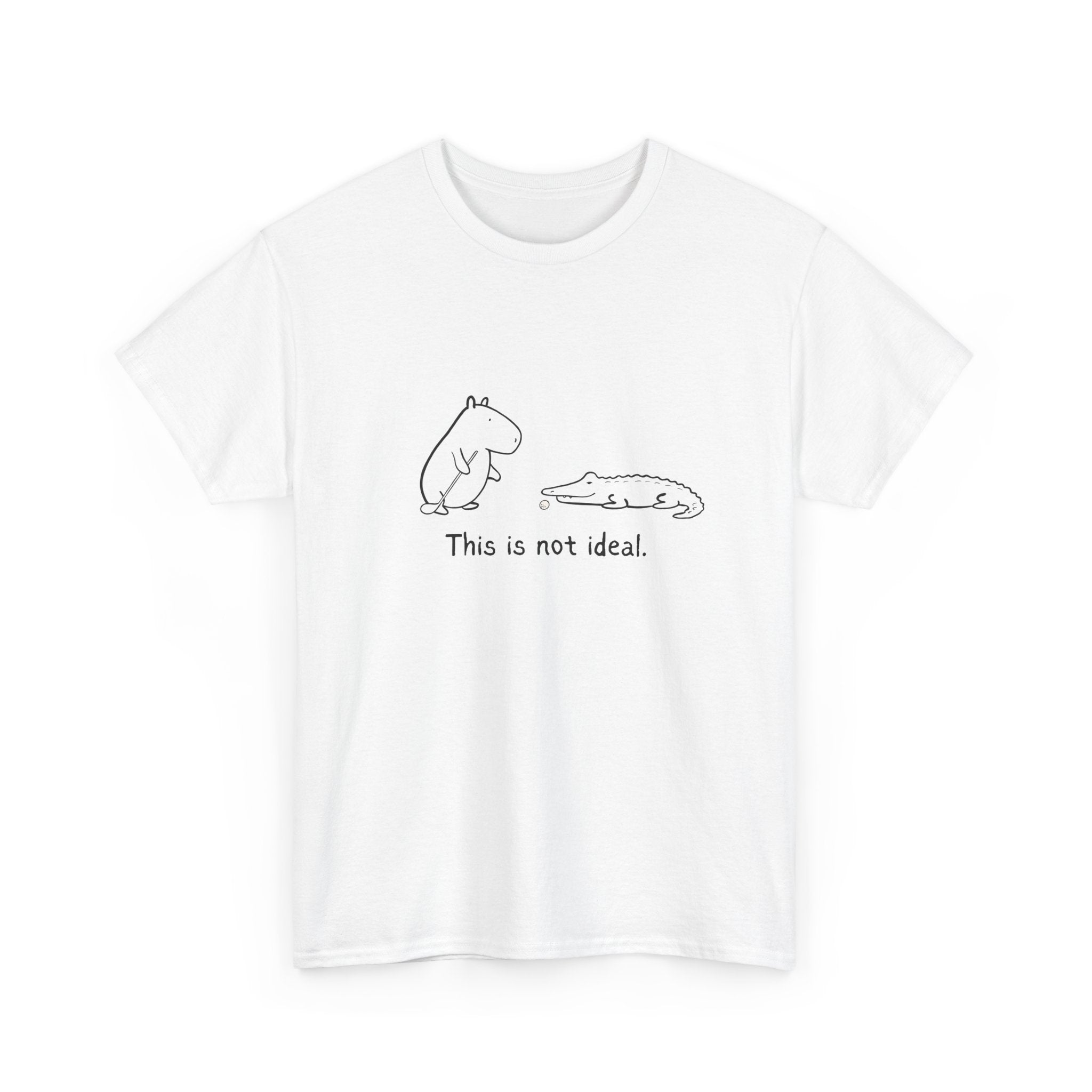 “This Is Not Ideal” Capybara Funny Golf T-Shirt – Heavy Tee