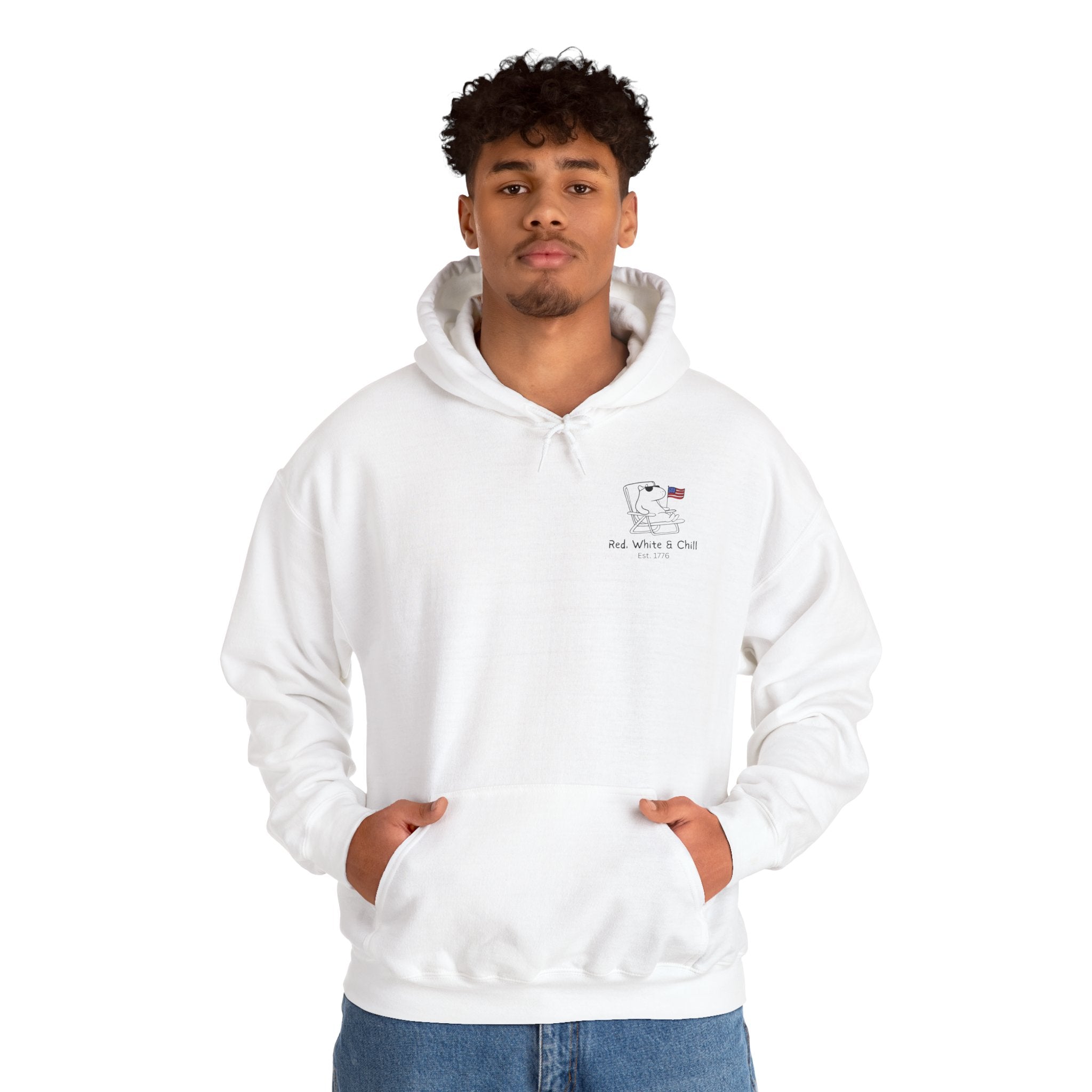 America Hoodie - Patriotic Capybara "Red White & Chill" Adult Hoodie