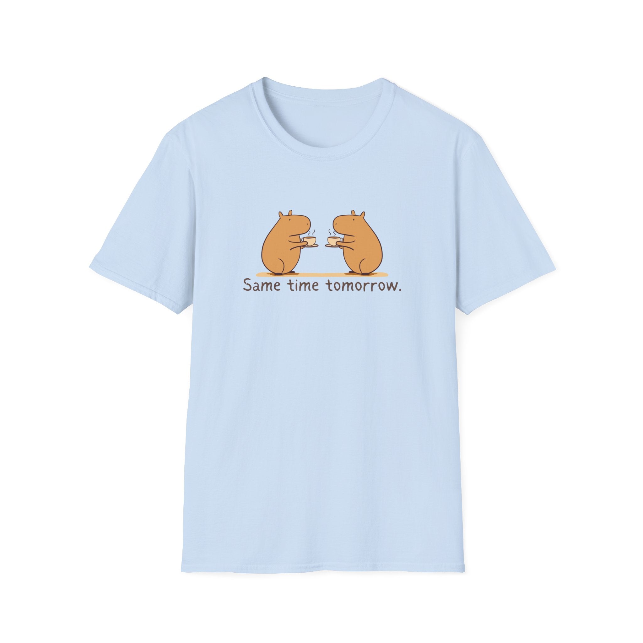 "Same Time Tomorrow" Coffee Lover Capybara Softstyle Tee