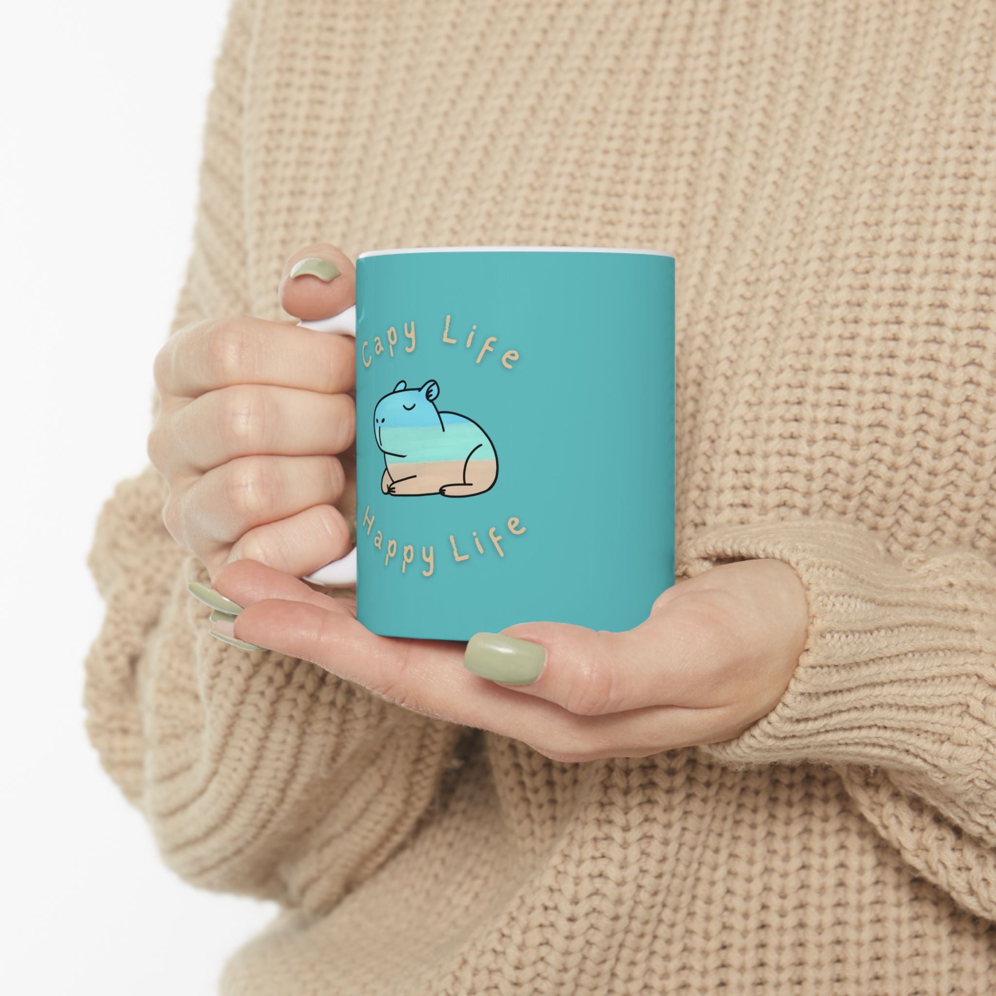 Capy Life Happy Life Capybara Mug – Coastal Chill Coffee Mug
