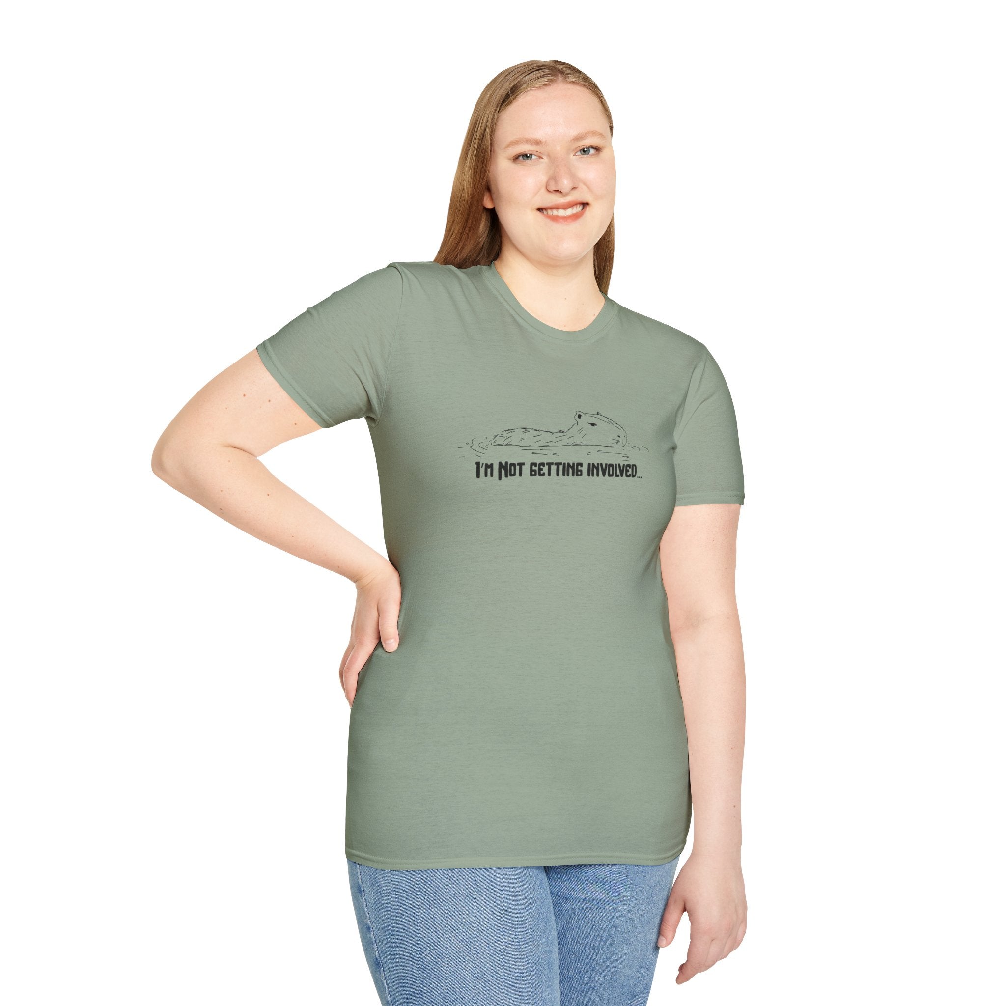 "I'm not getting involved" Capybara No Drama Softstyle Adult Tee