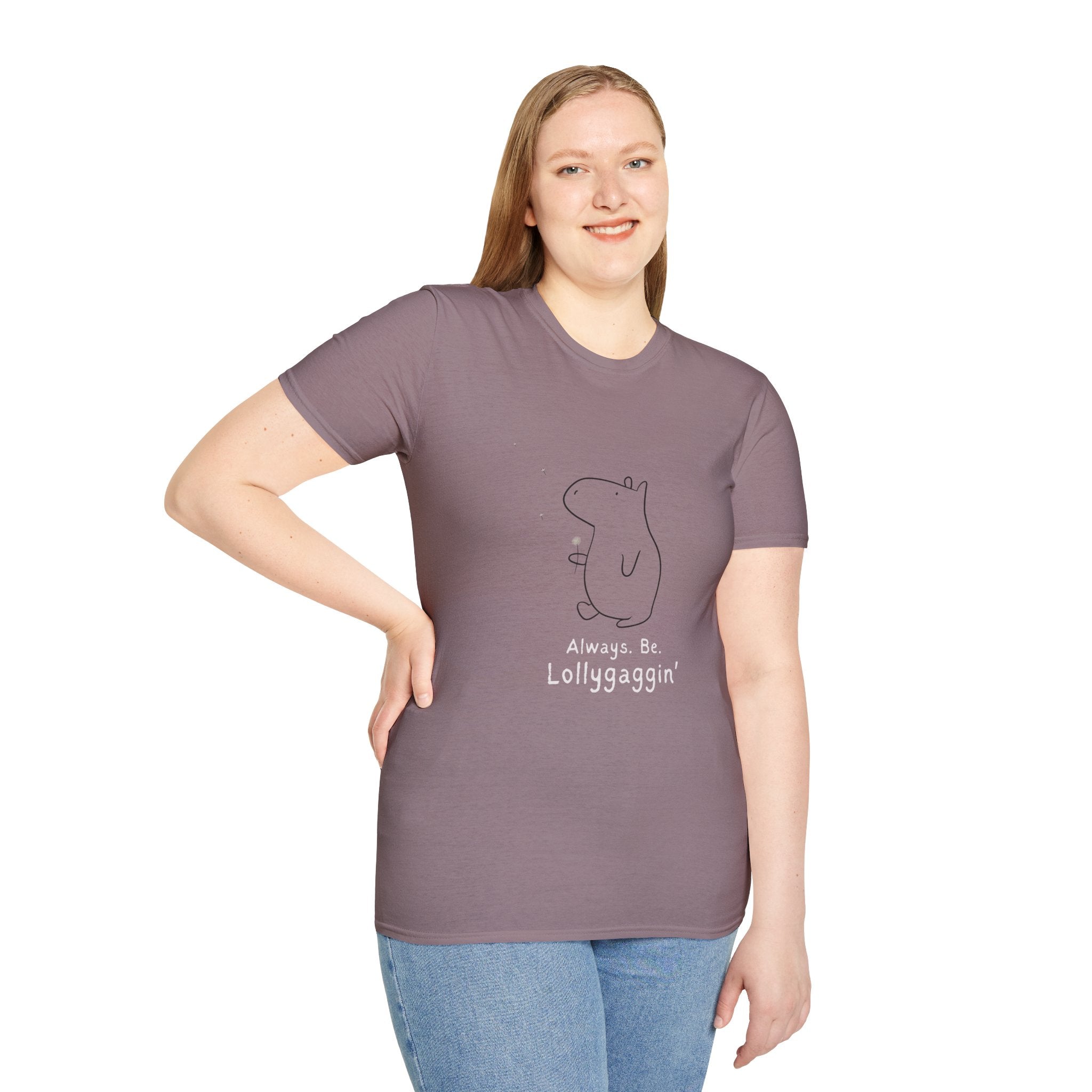 Funny Minimalist Tee - Always. Be. Lollygaggin’. Capybara Shirt