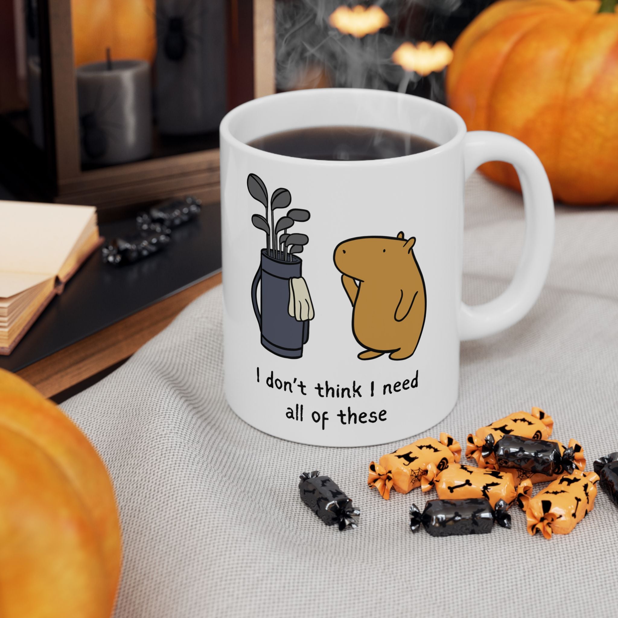 "I don't think I need all of these" Capybara Golf Lover Coffee Mug