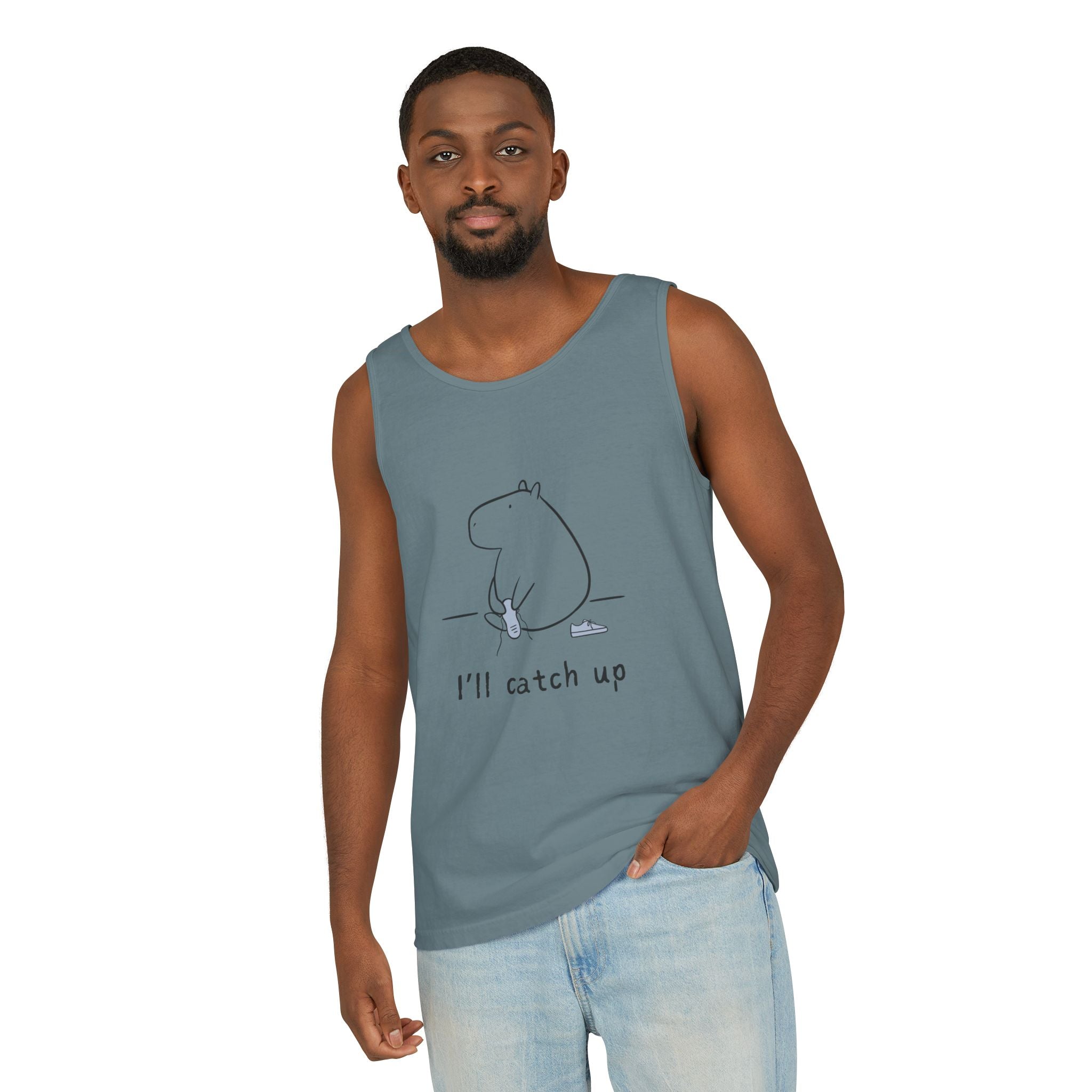 Funny Capybara Tank Top – “I'll Catch Up’” Premium Comfort Colors Tank