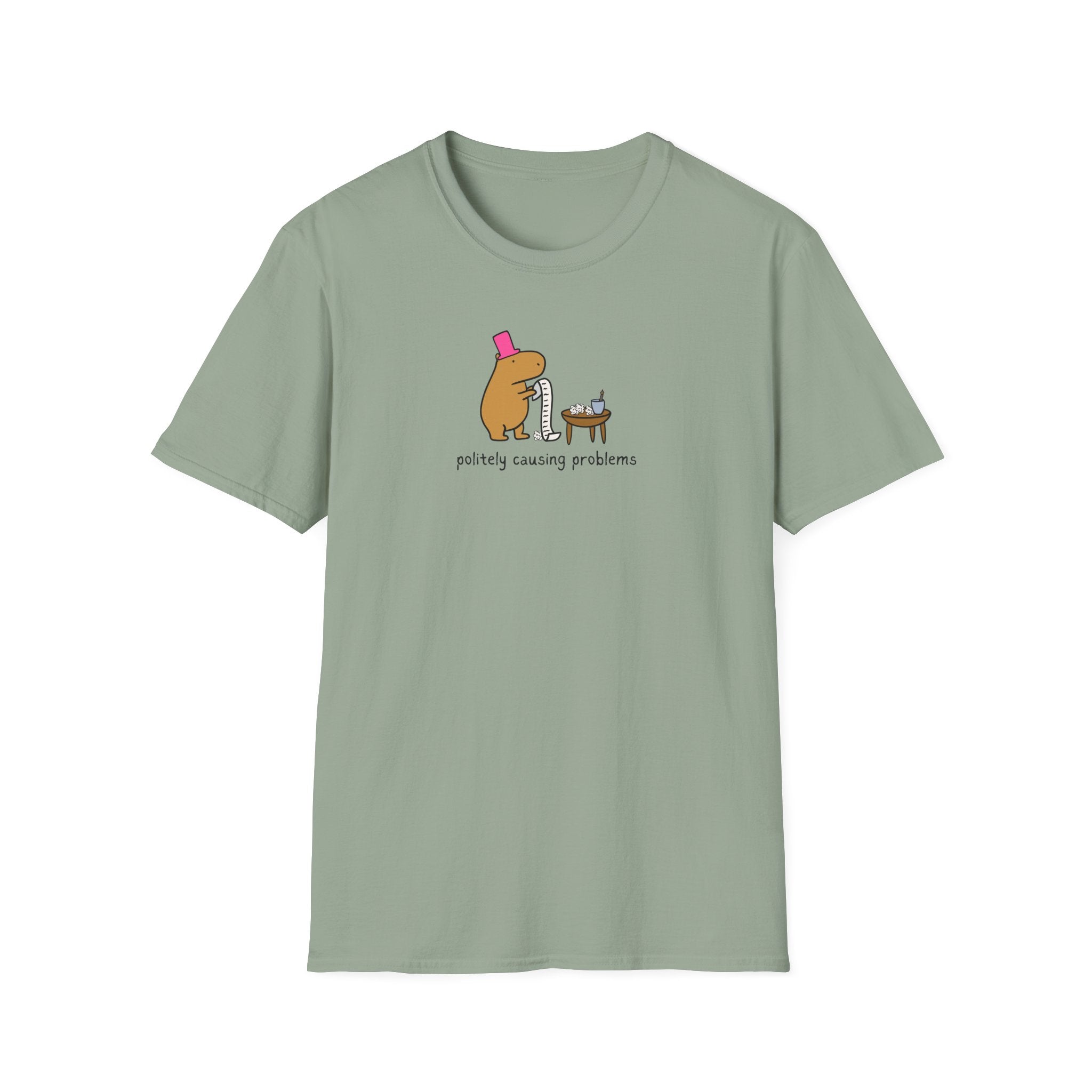 Politely causing problems - Softstyle Adult T-Shirt