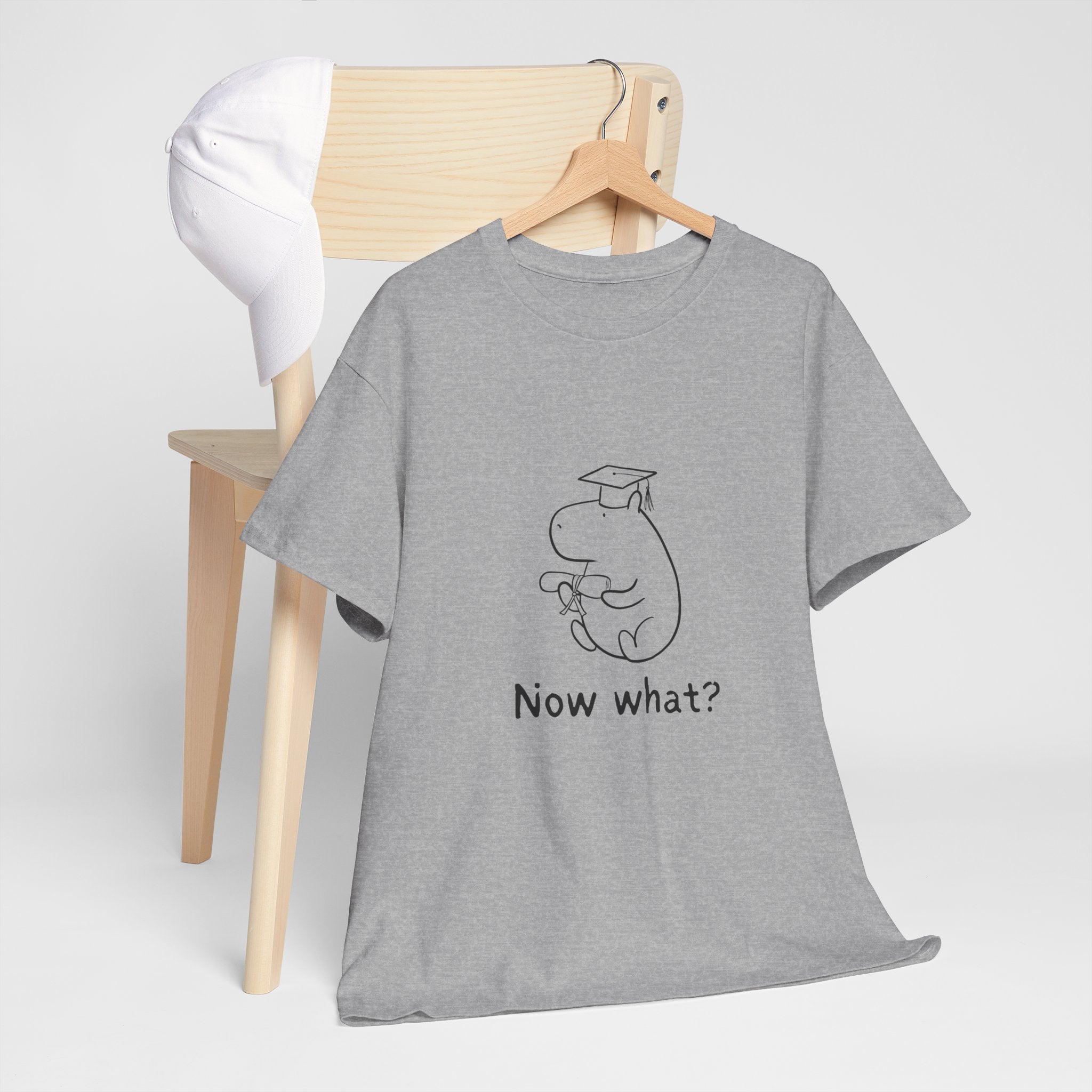 Funny Graduation Shirt – “Now What?” Capybara Heavy Tee