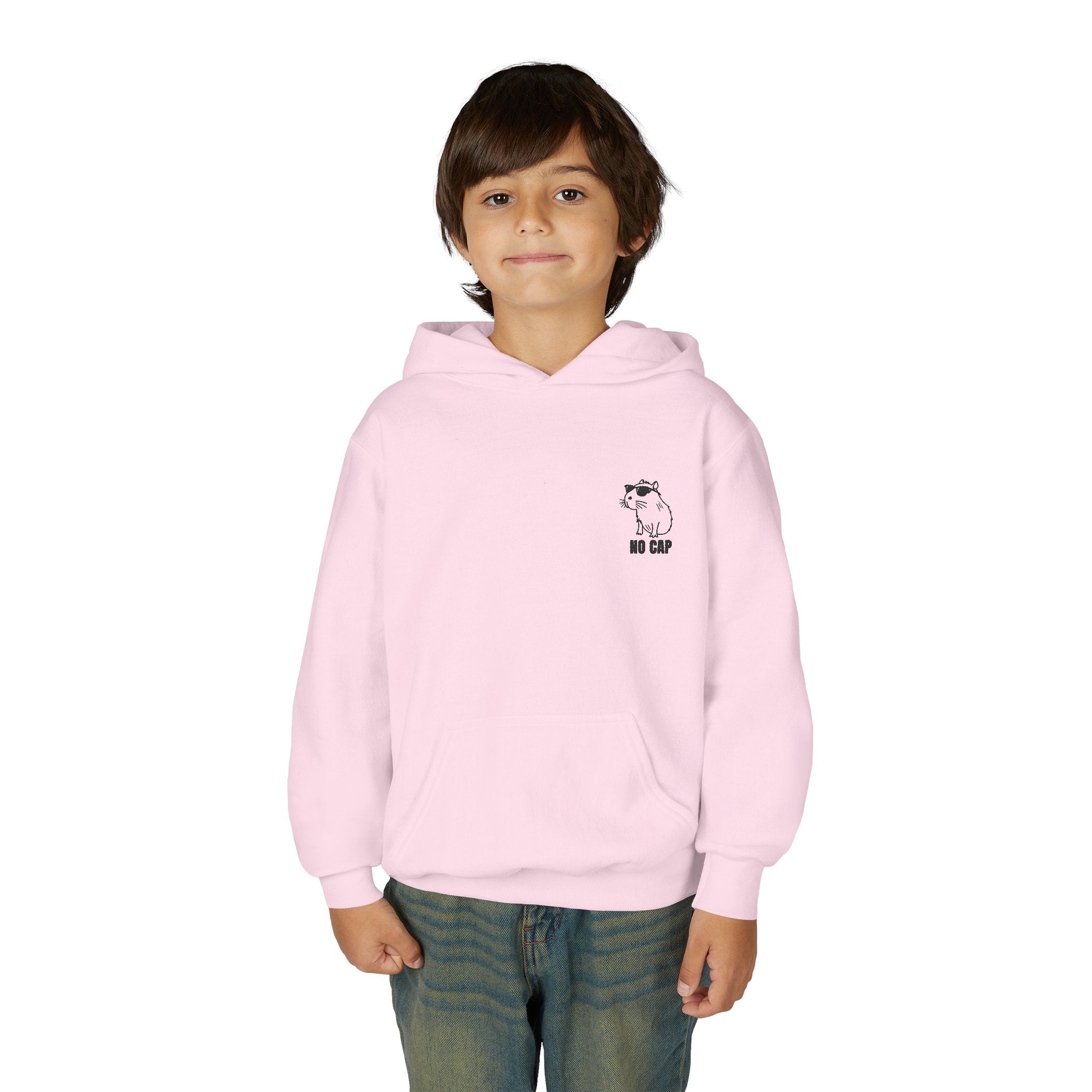 No Cap Kids Hoodie – Embroidered Funny Capybara Youth Hoodie