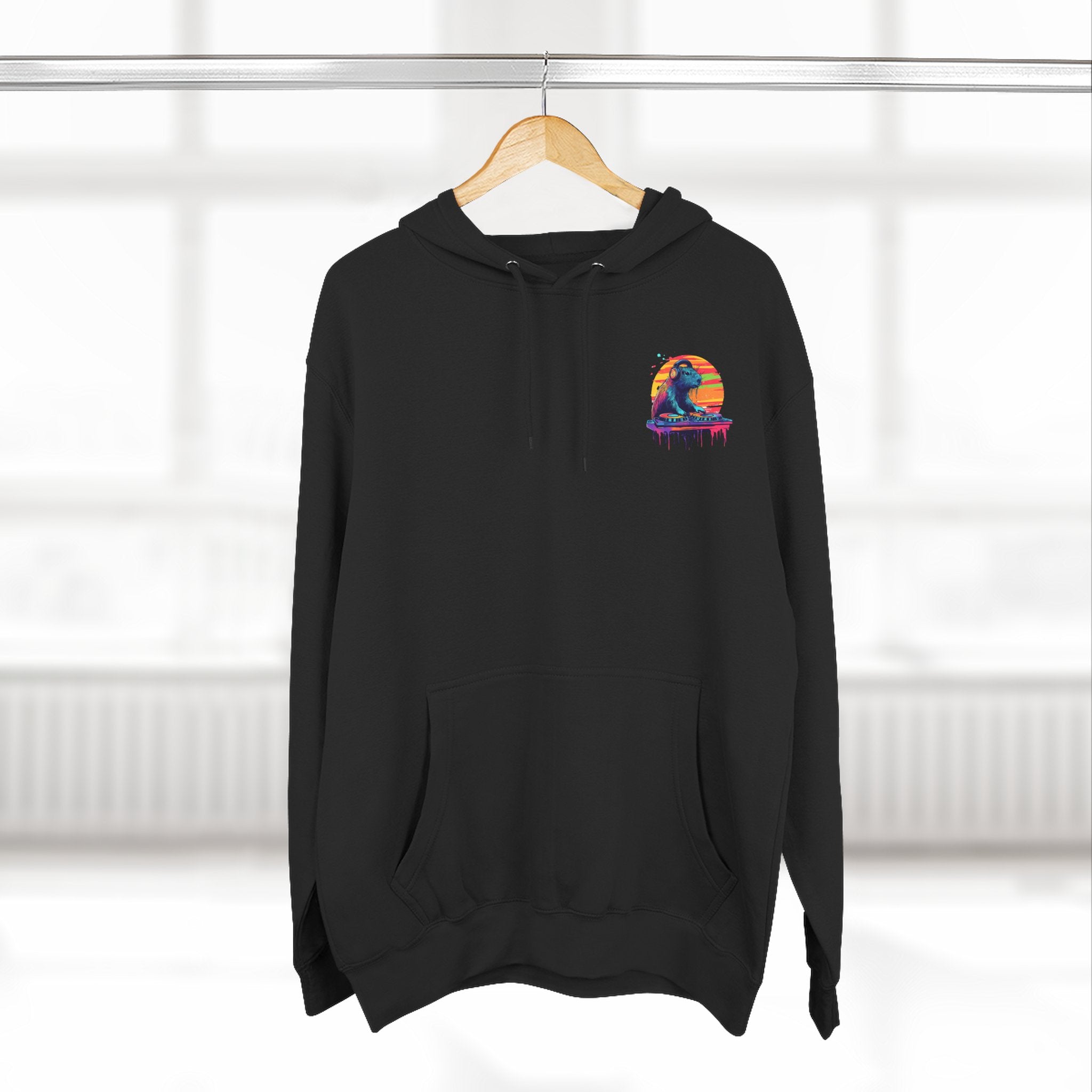 DJ Capybara Hoodie – Lane Seven Premium Fleece – Front Logo + Full Back Print Adult Hoodie