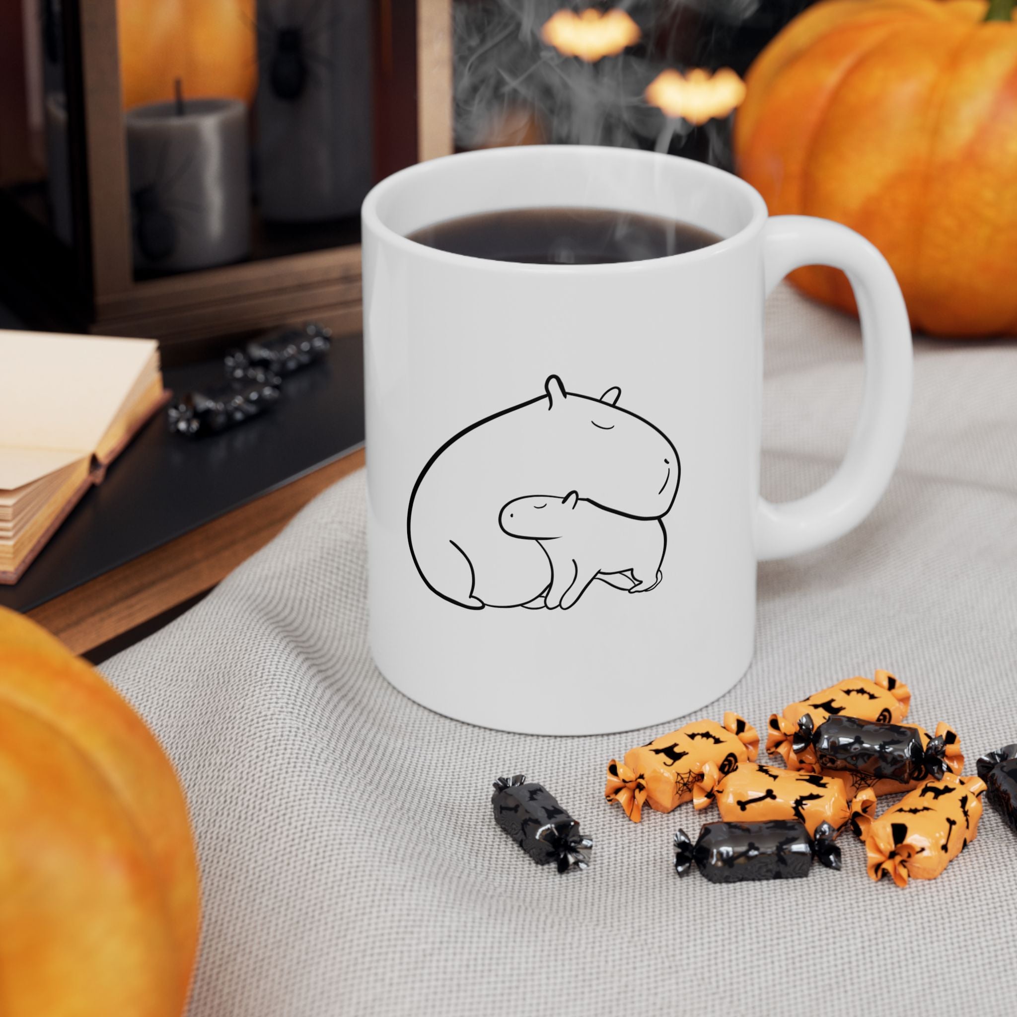 Capybara Mom Gift Mug – Minimalist Capybara and Baby Coffee Mug