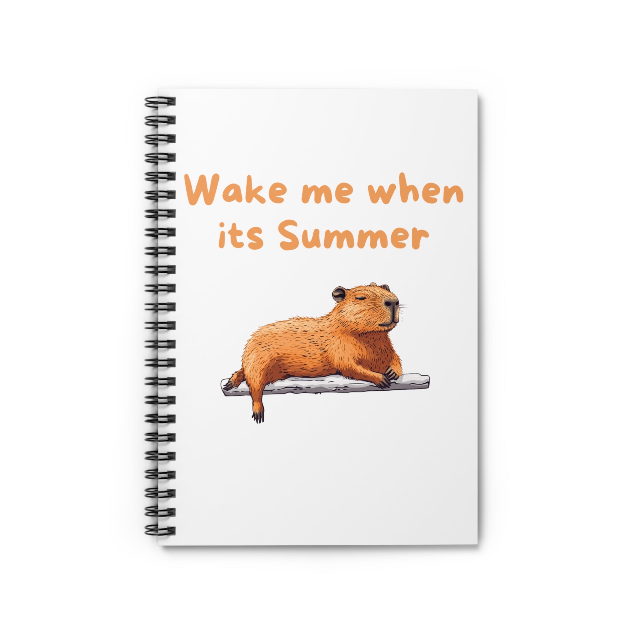 Wake Me When It's Summer Sleepy Capybara - Spiral Notebook