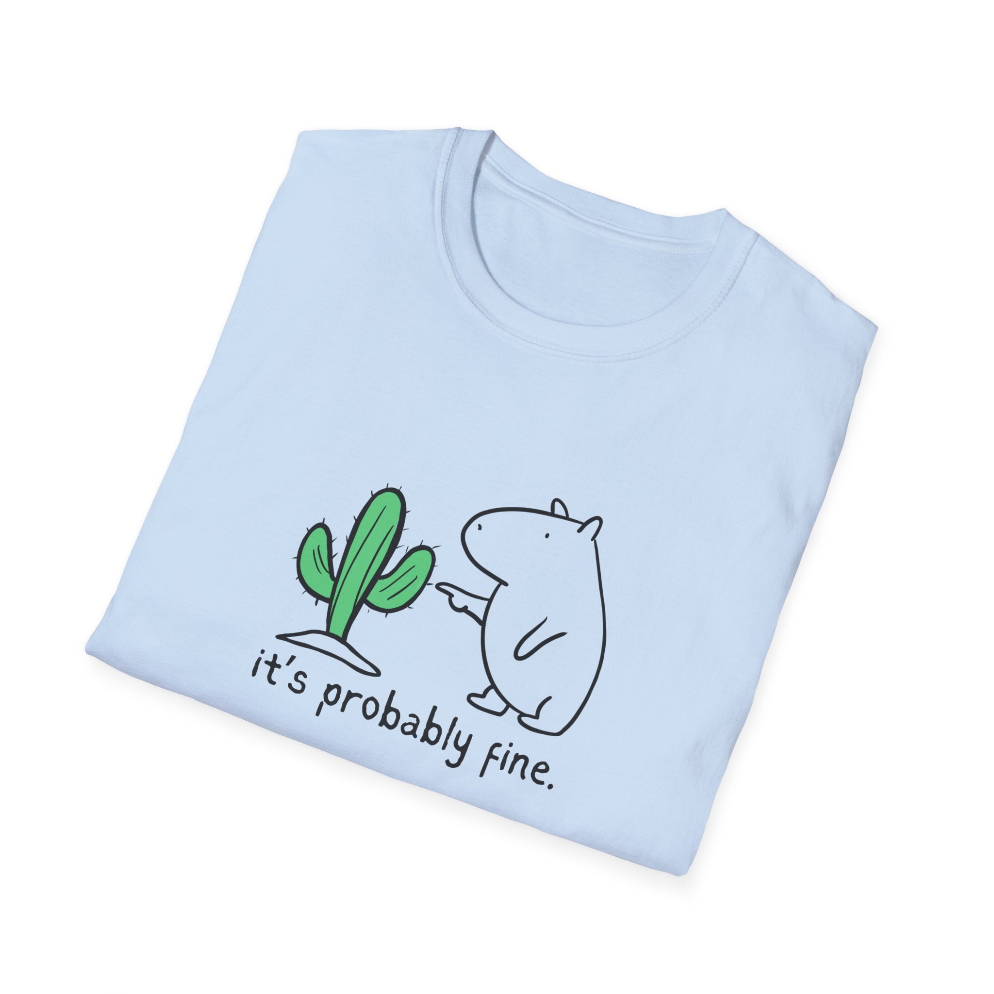 “It's Probably Fine” Funny Capybara Cactus Softstyle Tee