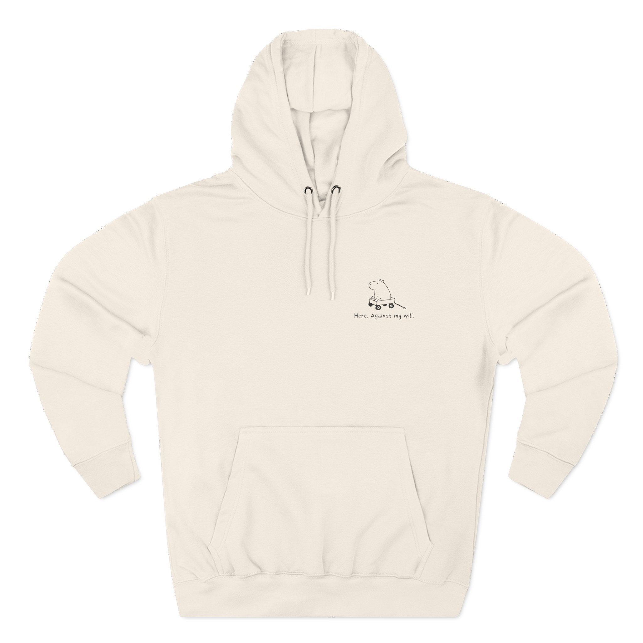 "Here Against My Will" - Embroidered Funny Capybara Premium Hoodie