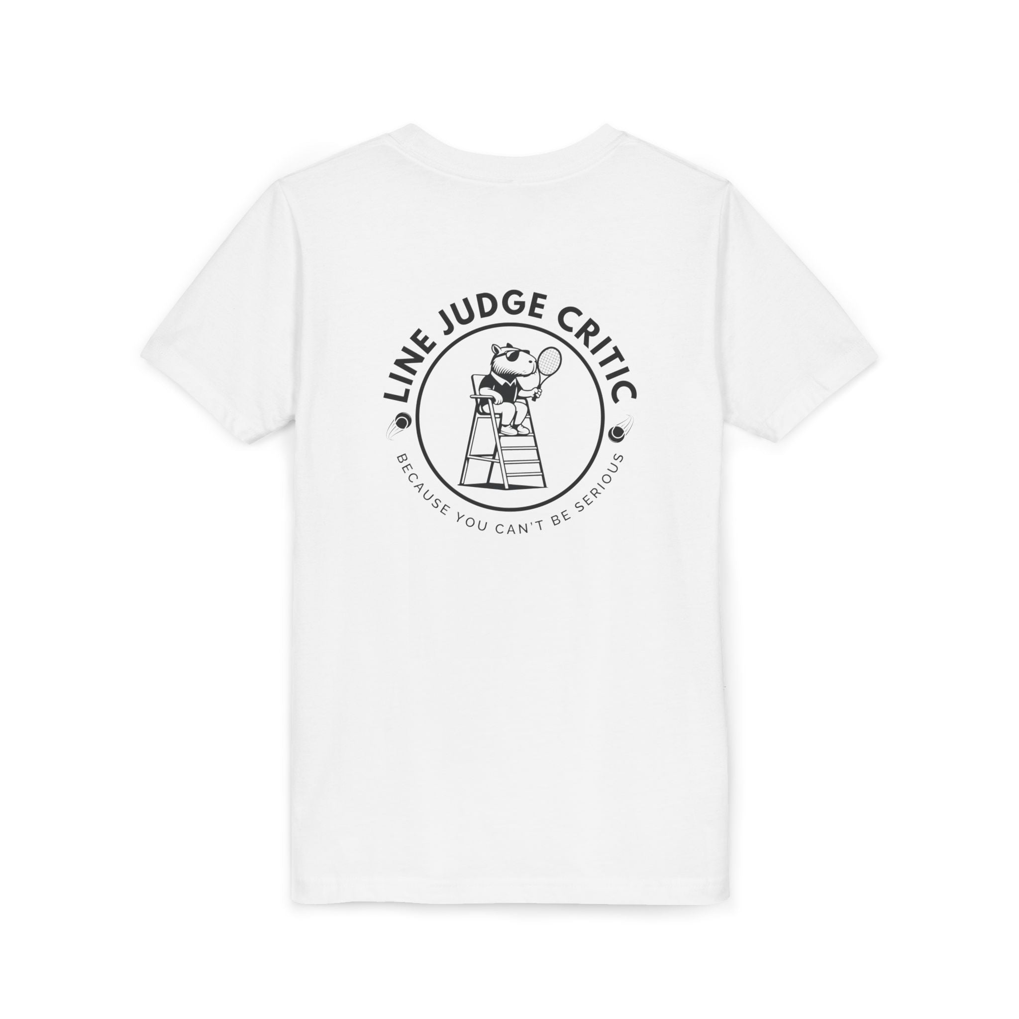 Kids Tennis Shirt – Funny Capybara Line Judge Tee – Double Sided Tee