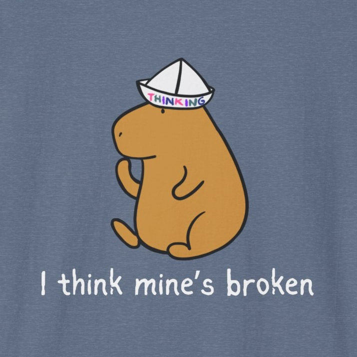 "I think mine's broken" Capybara Thinking Cap Softstyle Adult Tee