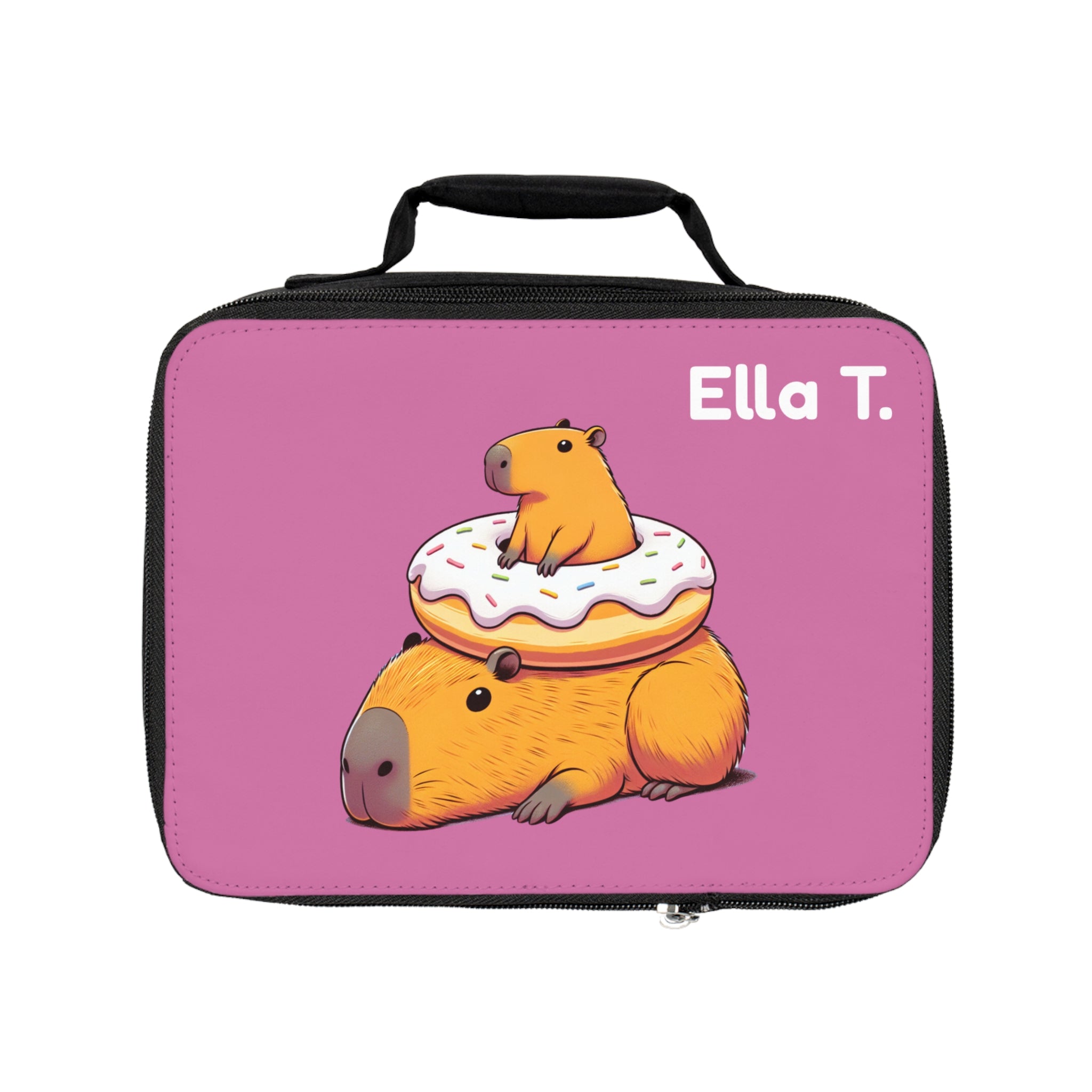 Personalized Capybara Donut Lunchbox – Cute Animal Lunch Bag for Kids | Free Name Personalization