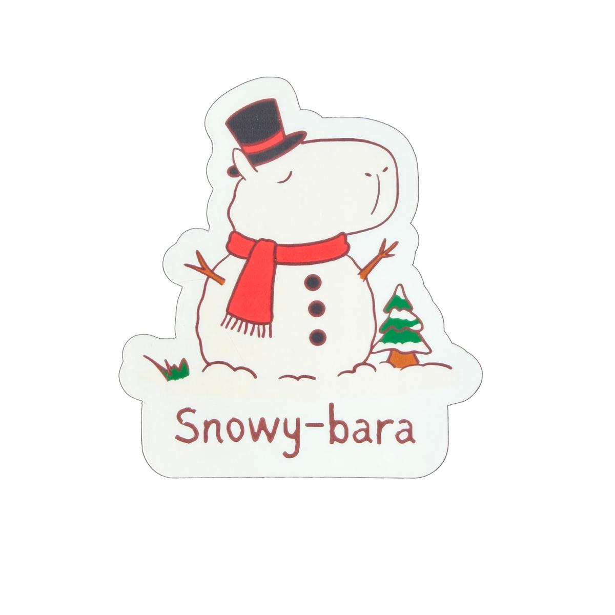 Snowy-bara – Die Cut Capybara Snowman Sticker