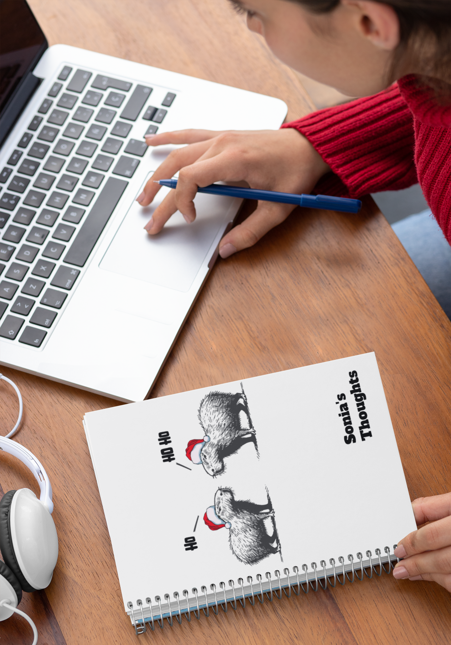 Personalized Capybara Christmas Notebook | Funny Holiday Journal | Cozy Winter Gift for Teachers, Students & Writers | Capy Life Stationery