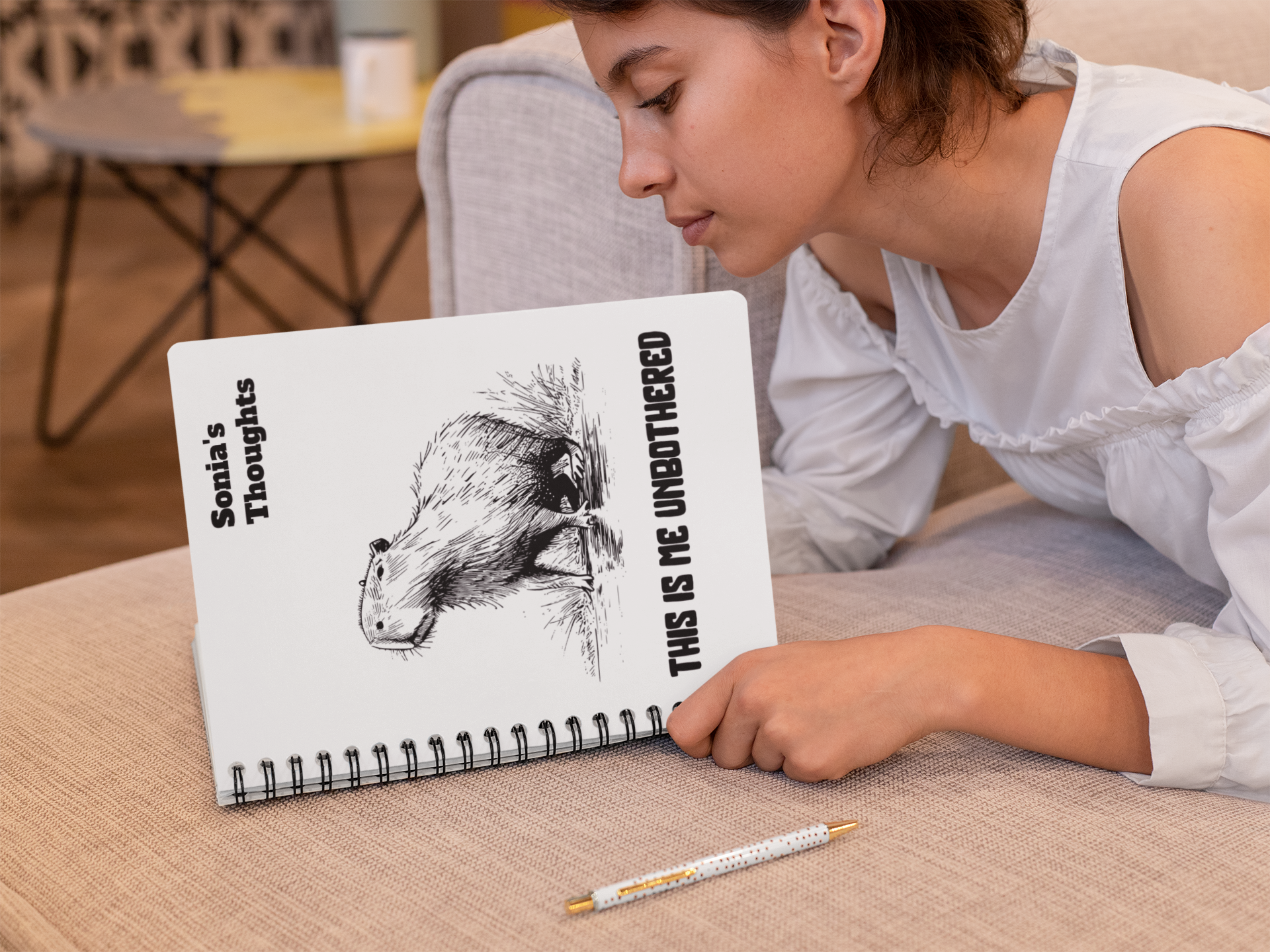 This Is Me Unbothered Personalized Notebook – Aesthetic Self-Care Journal with Free Name Customization | Capy Life Original