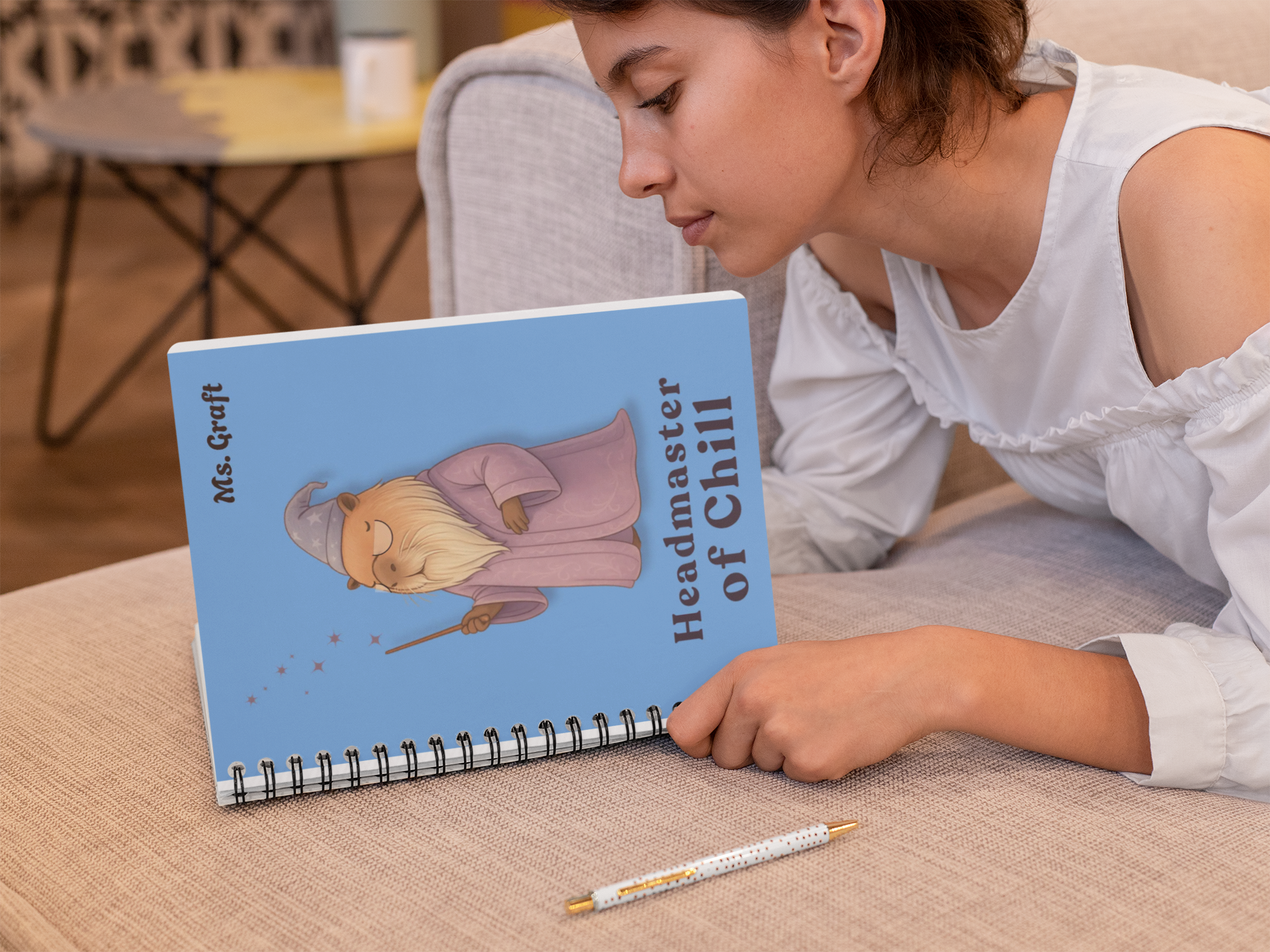 Professor of Chill Notebook | Personalized Wizard School Journal | Custom Name Gift for Teachers, Students & Potter Fans | Capybara Notebook