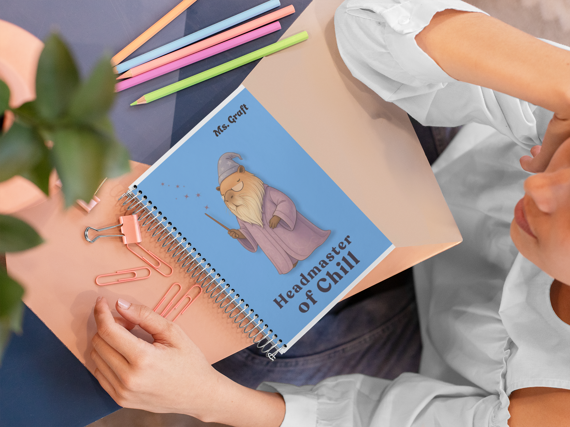 Professor of Chill Notebook | Personalized Wizard School Journal | Custom Name Gift for Teachers, Students & Potter Fans | Capybara Notebook