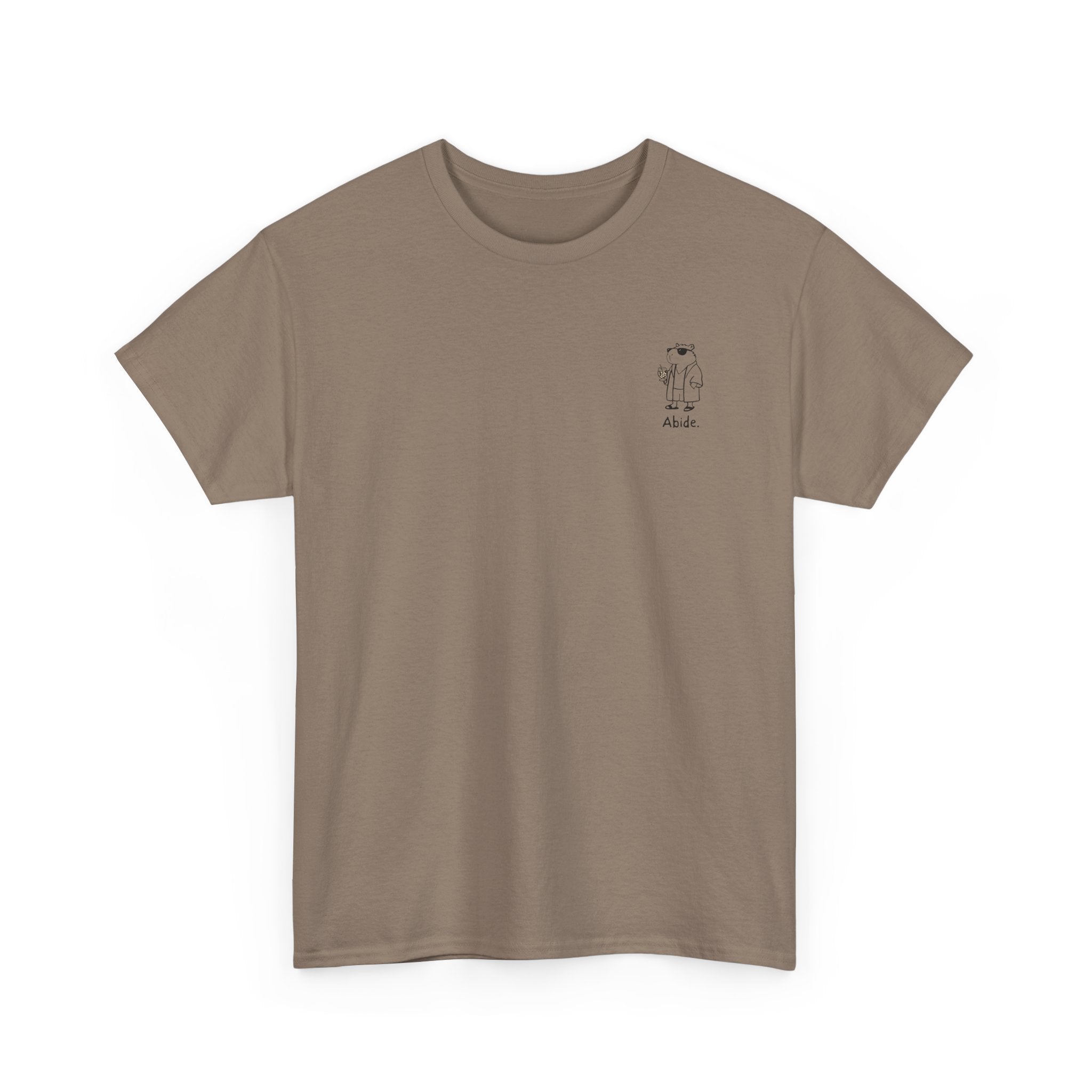 "Abide" Left Logo Capybara Dude Heavy Tee