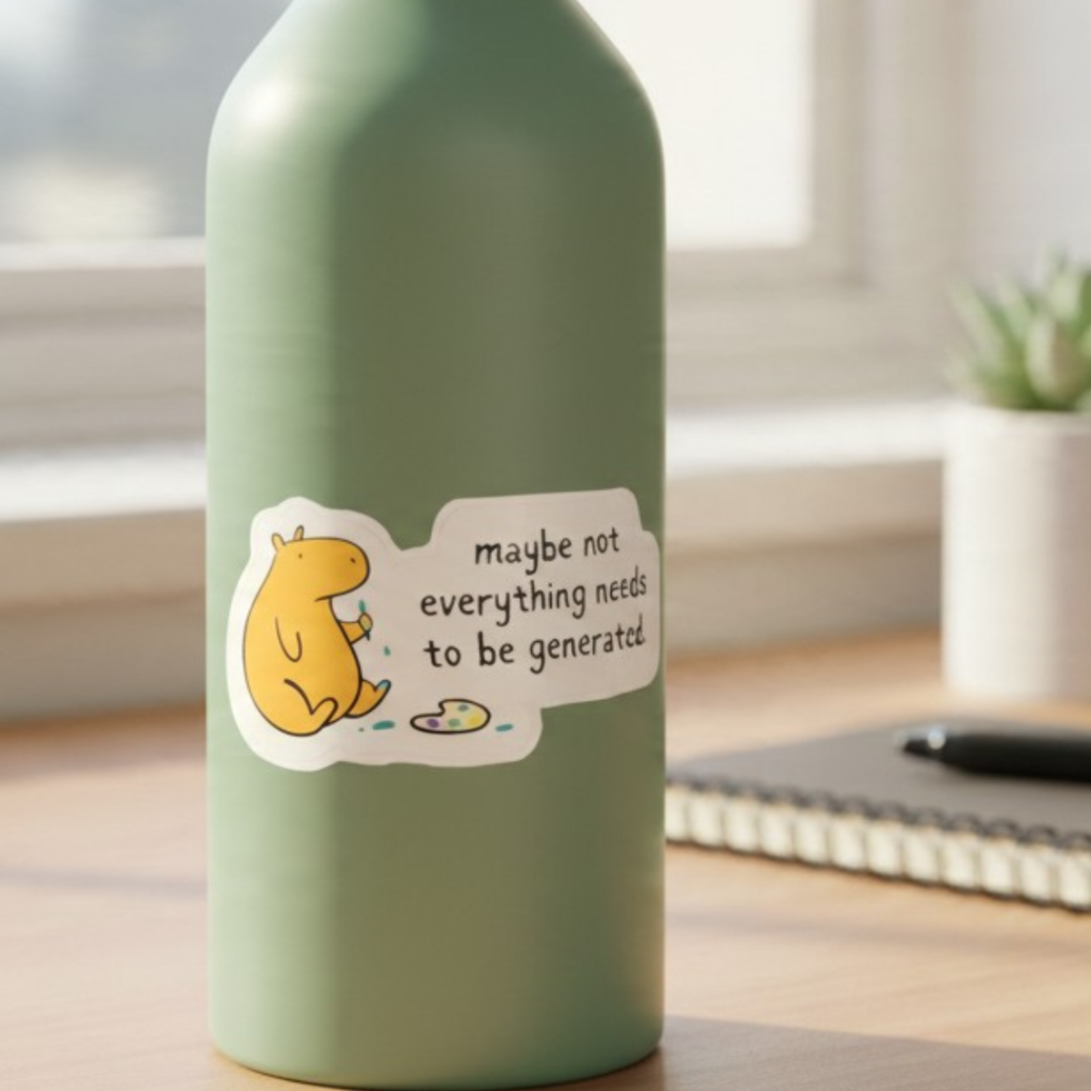 Not Everything Needs Generation – Die Cut Capybara Sticker