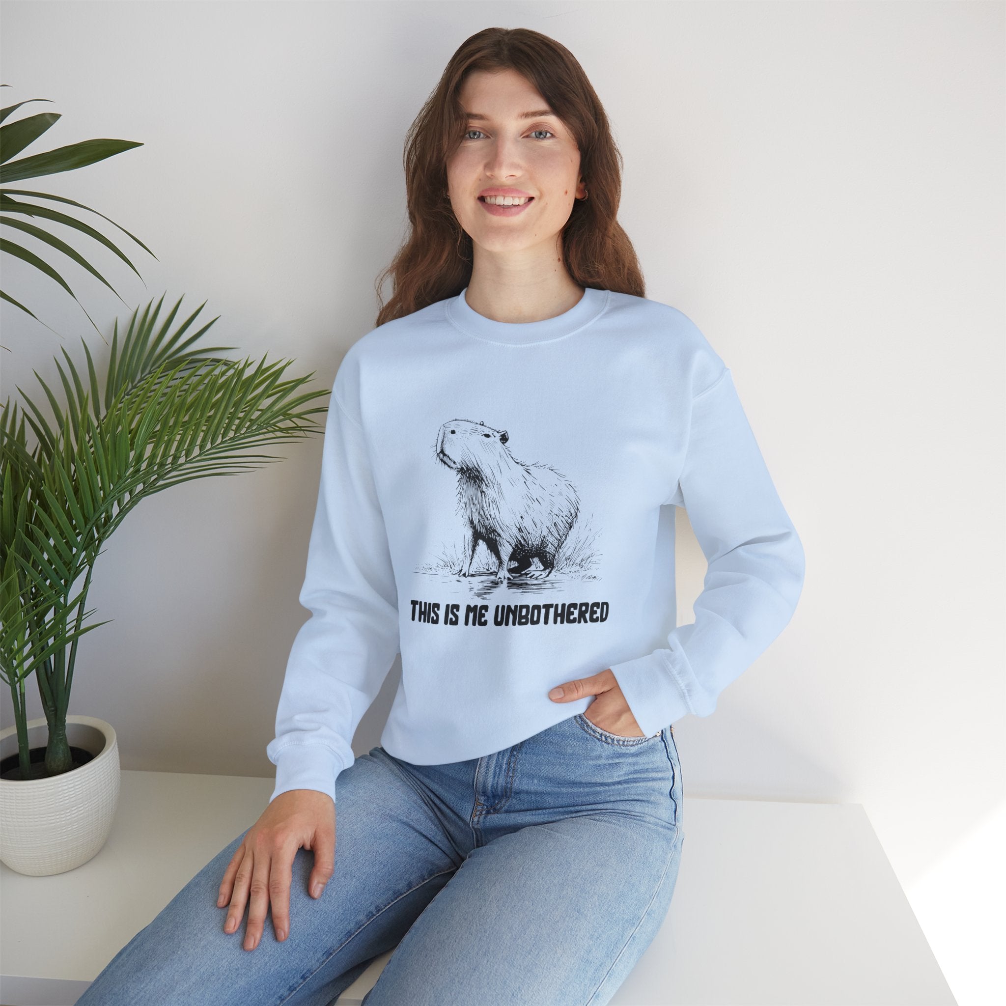 Unisex Capybara Sweatshirt - This Is Me Unbothered | Cozy Minimalist Crewneck