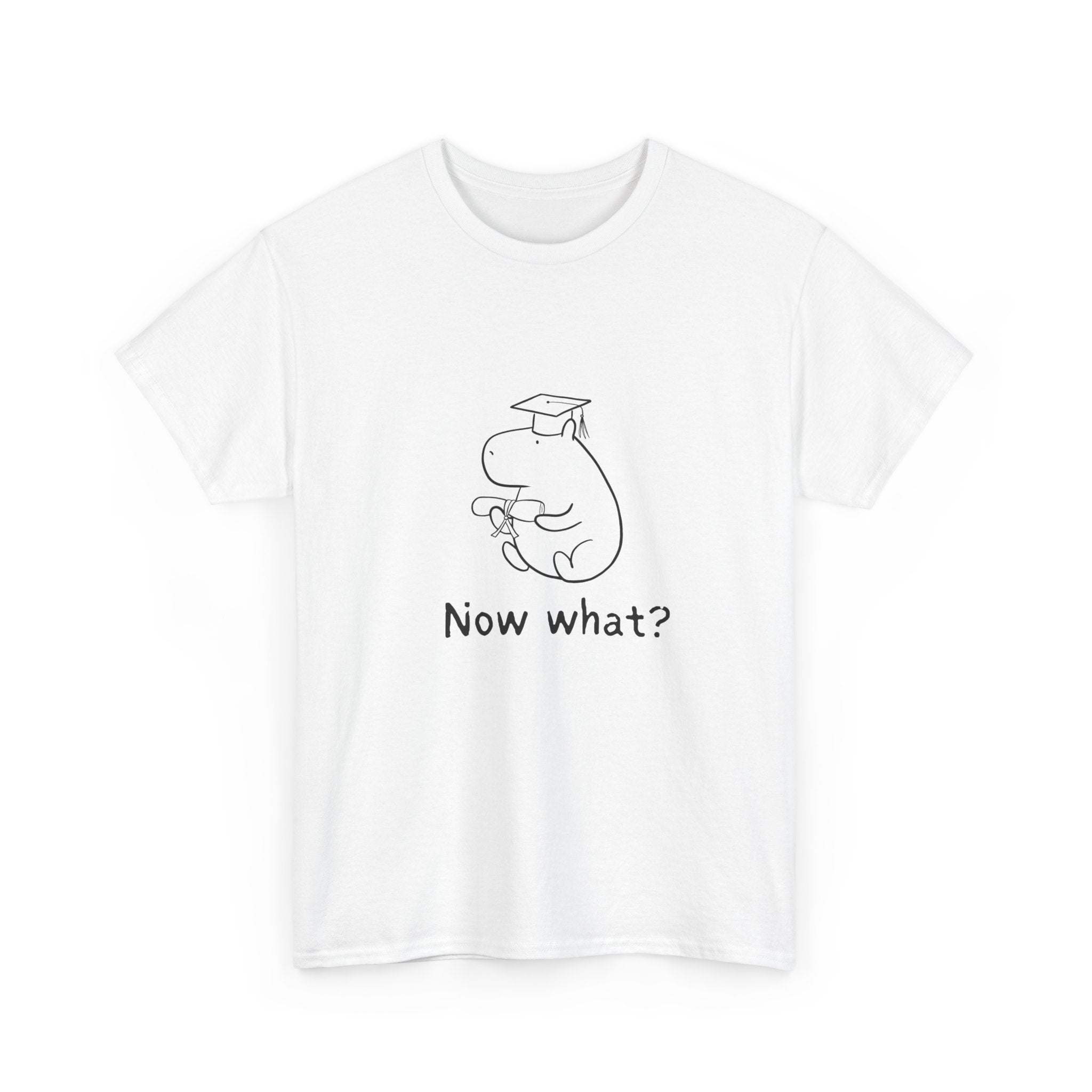 Funny Graduation Shirt – “Now What?” Capybara Heavy Tee