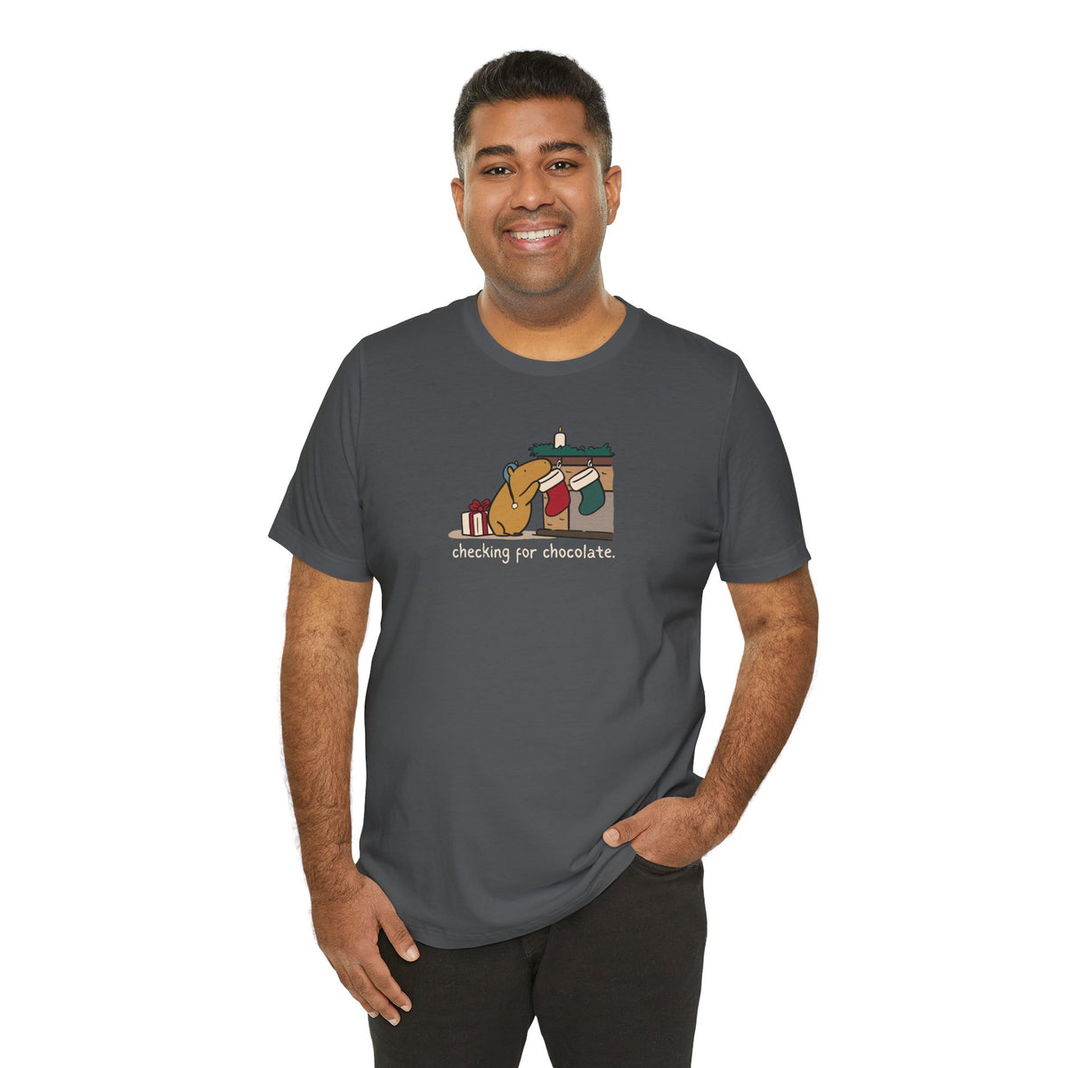 Checking for Chocolate Funny Christmas Capybara Softstyle Tee