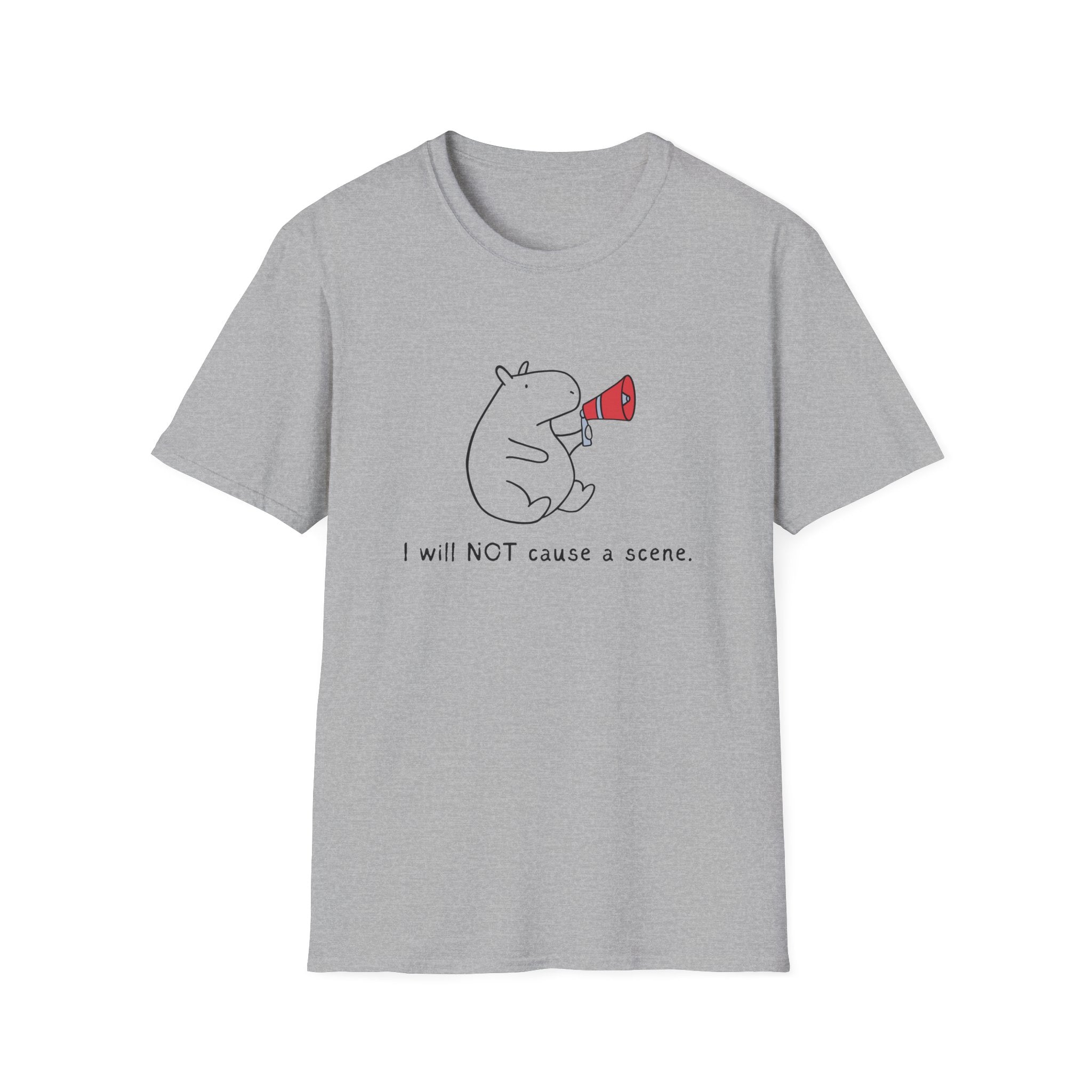 Funny Capybara T-Shirt – “I will NOT cause a scene” Softstyle Tee