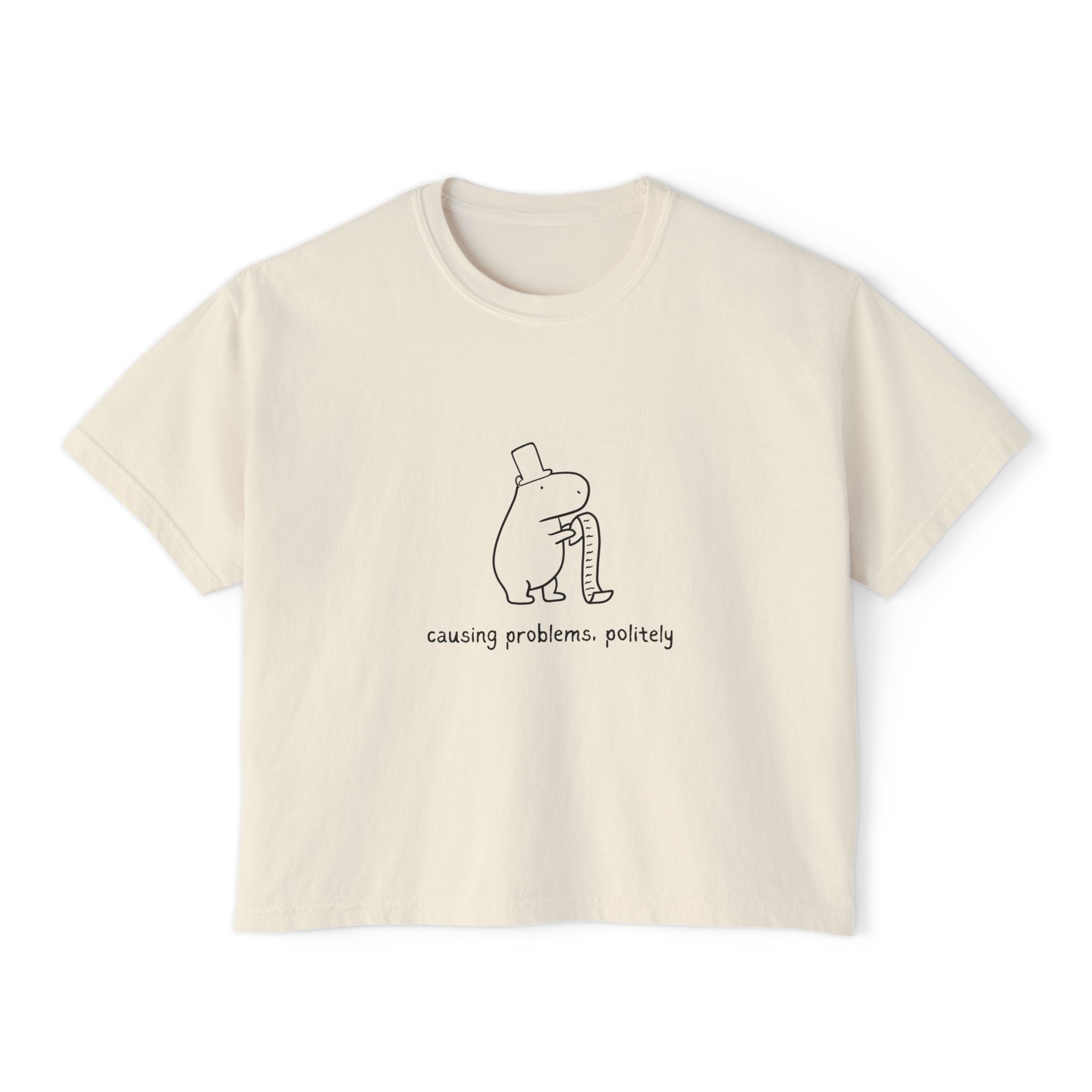 Funny Womens Boxy Tee - Capybara Causing Problems Politely