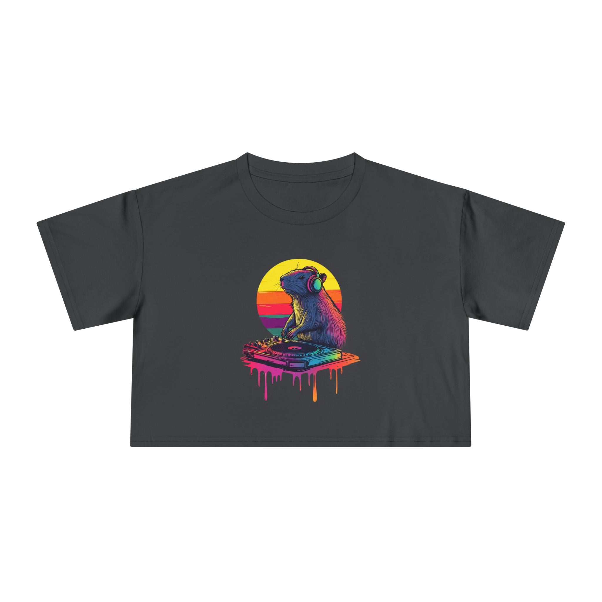 DJ Capybara Single Turntable - Women's Crop Tee