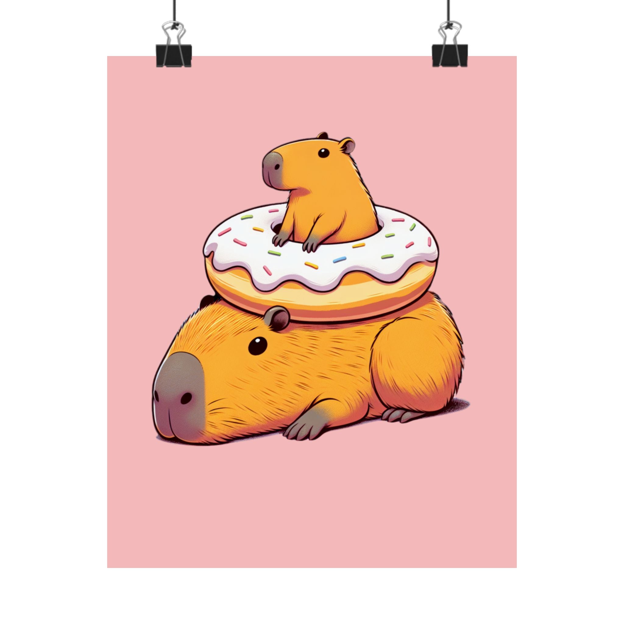 Cute & Funny Capybara Wall Art Print – Capybara Donut Bliss