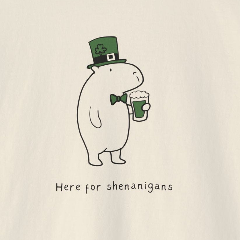 Funny St. Patrick’s Day Shirt – Capybara Here for Shenanigans Women's Boxy Tee