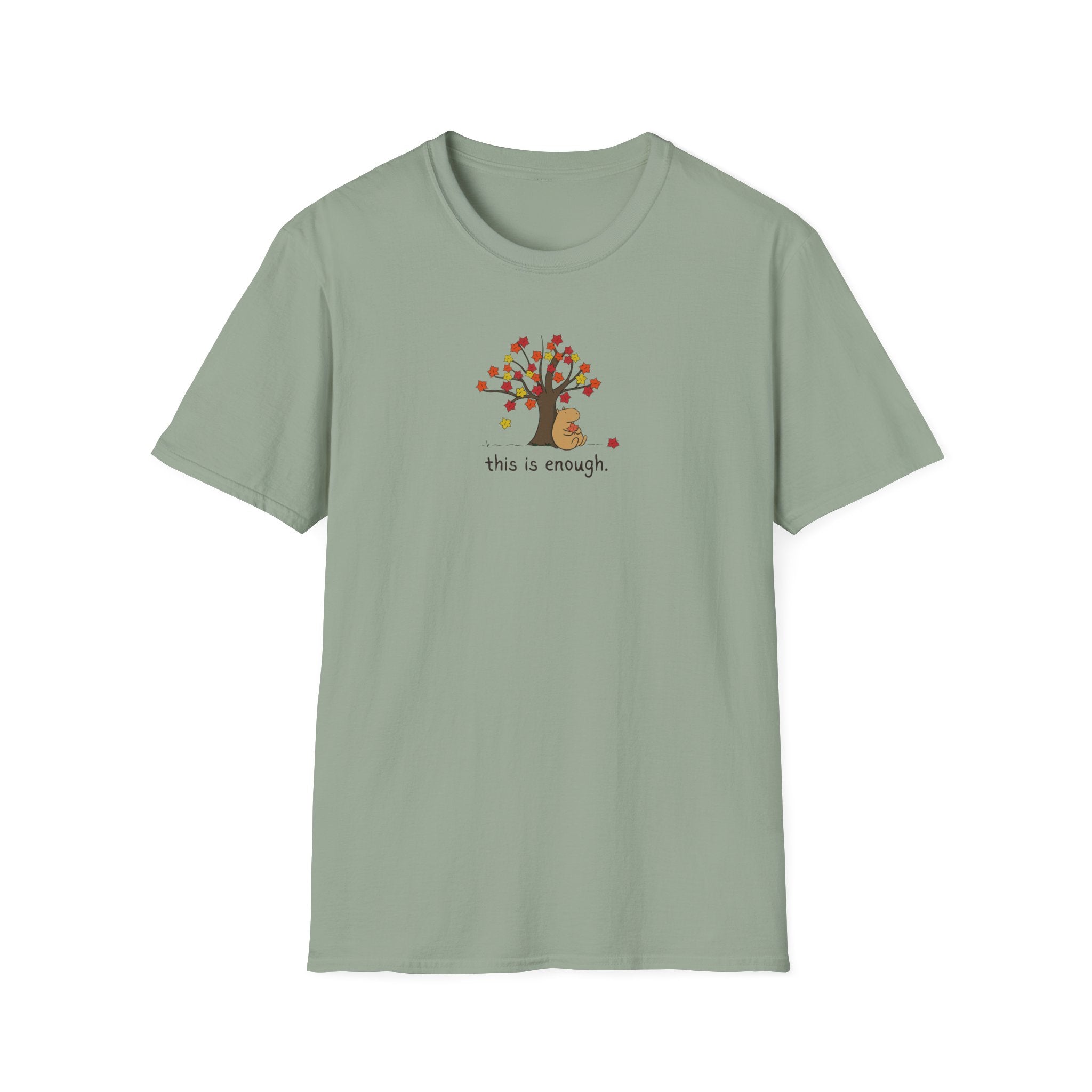 Autumn Leave This is Enough - Capybara Softstyle Adult T-Shirt