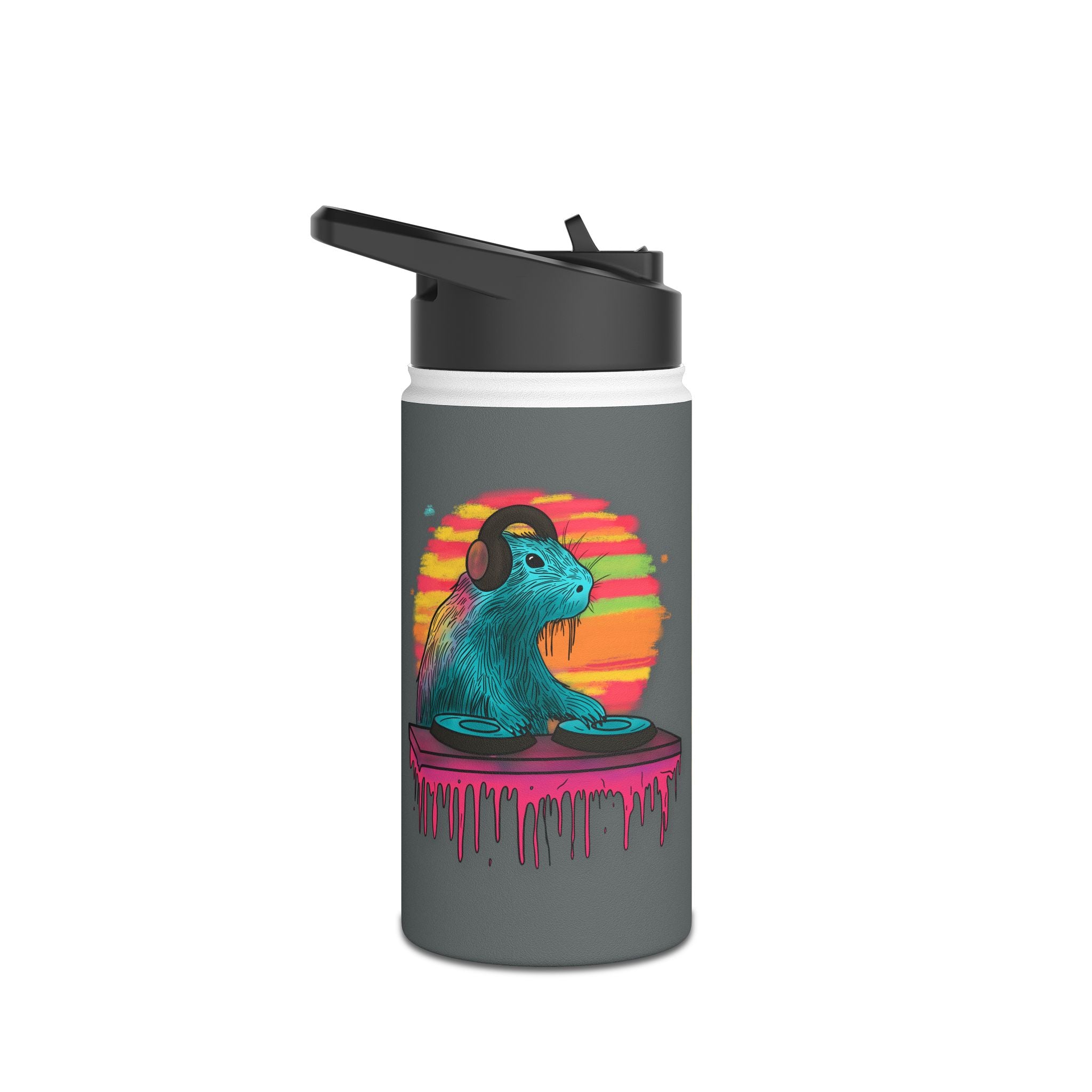 Personalized DJ Capybara Kids Water Bottle