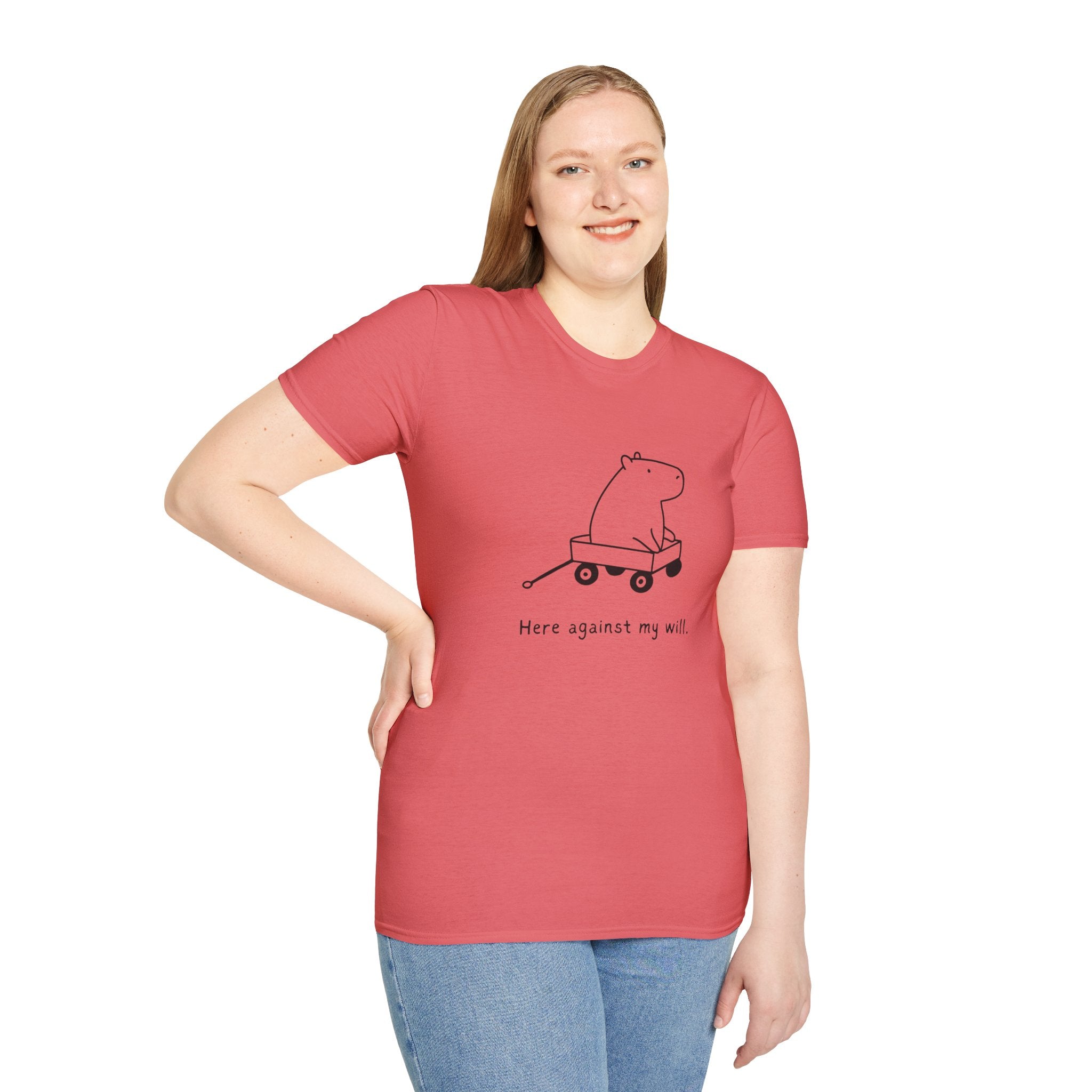 Funny Minimalist Tee - Here Against My Will Capybara Shirt