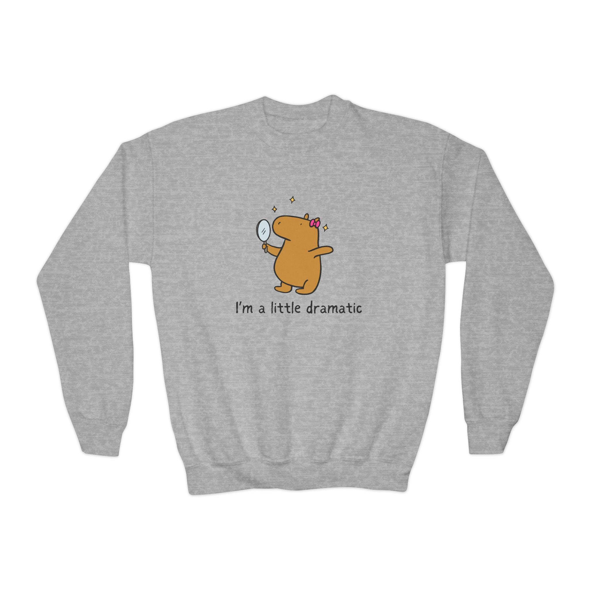 "I'm a little dramatic" Capybara Youth Crewneck Sweatshirt