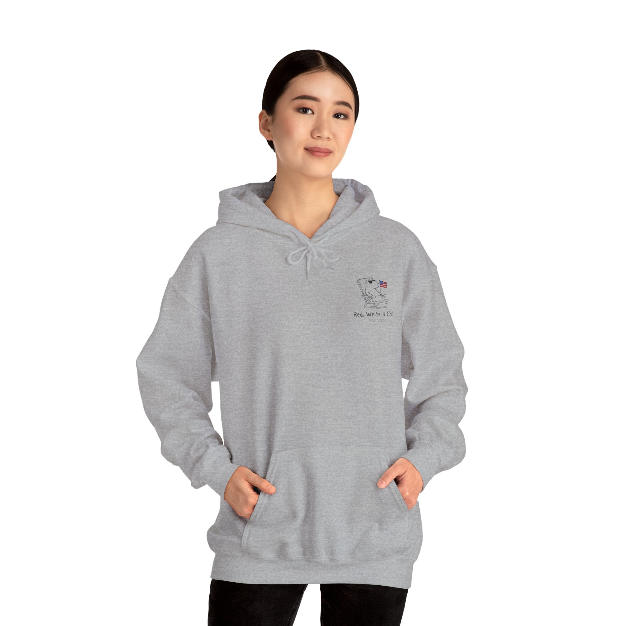 America Hoodie - Patriotic Capybara "Red White & Chill" Adult Hoodie