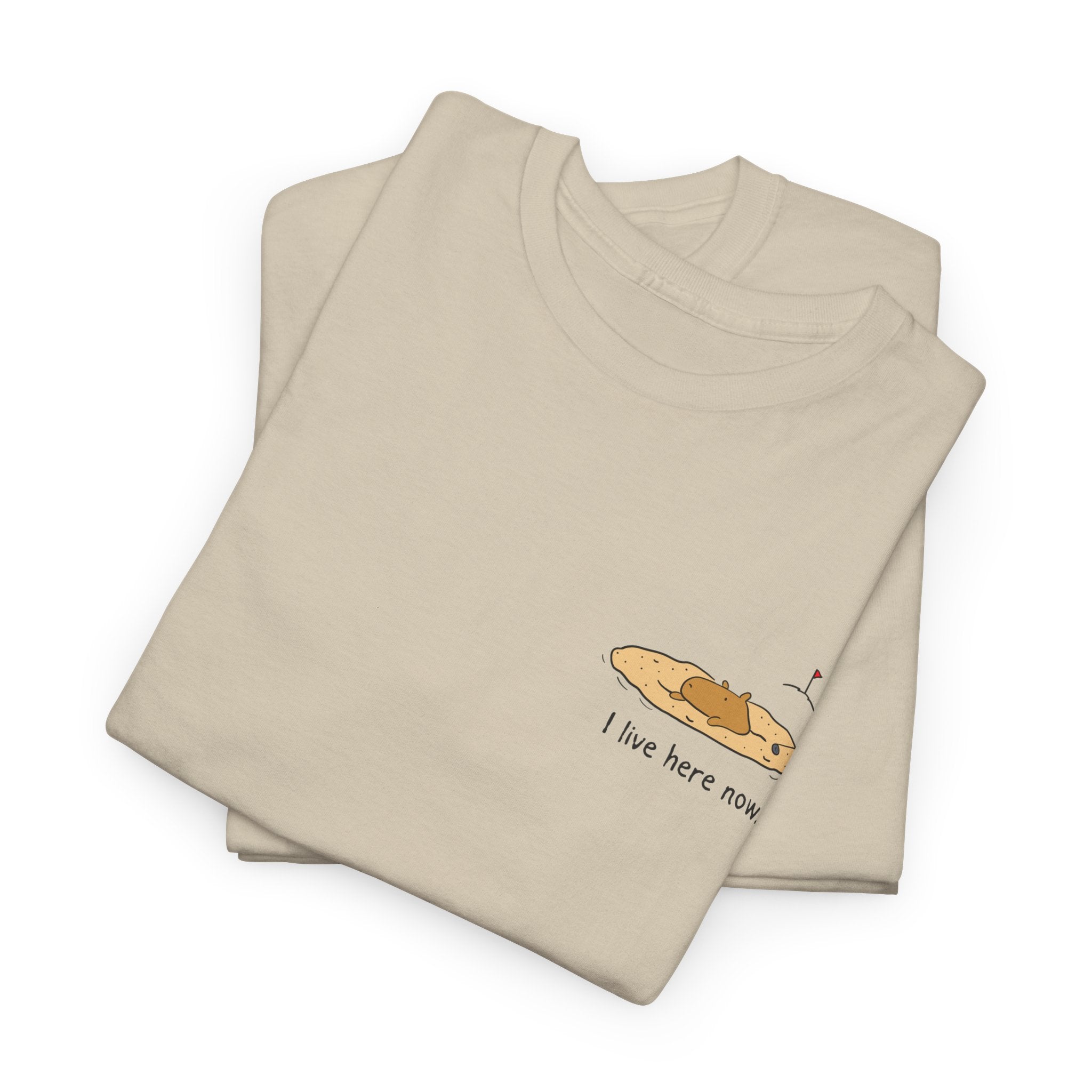 "I live here now"- Capybara Bunker Left Chest Heavy Tee
