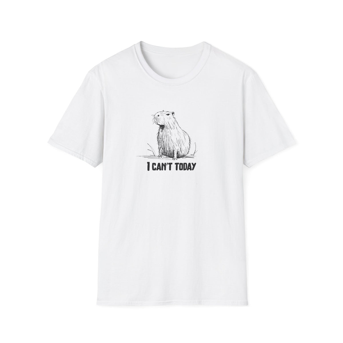 "I Can't Today" Funny Capybara Adult Softstyle Tee