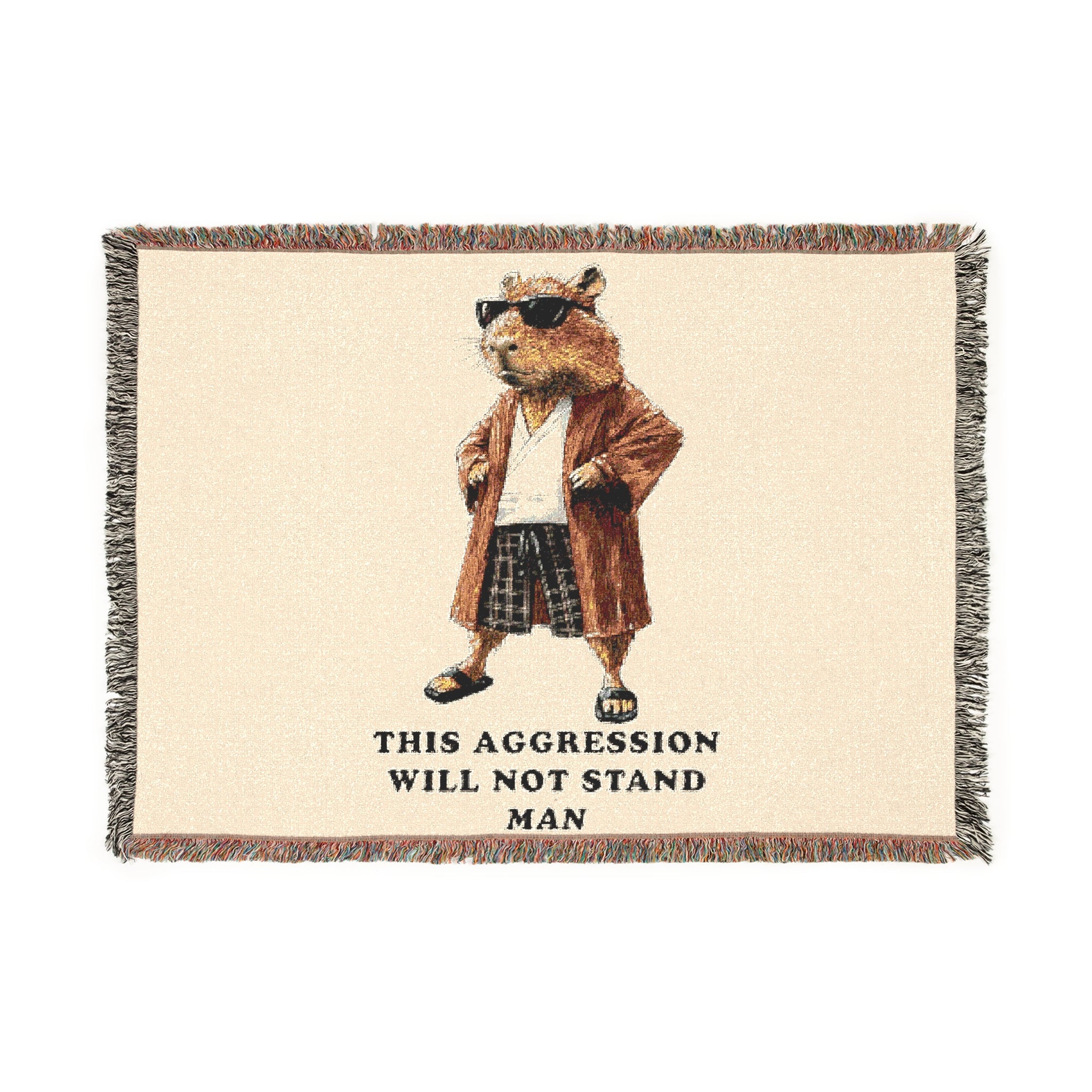 The Big Capybowski Woven Blanket – Chill Gift for Him 🧣🕶️